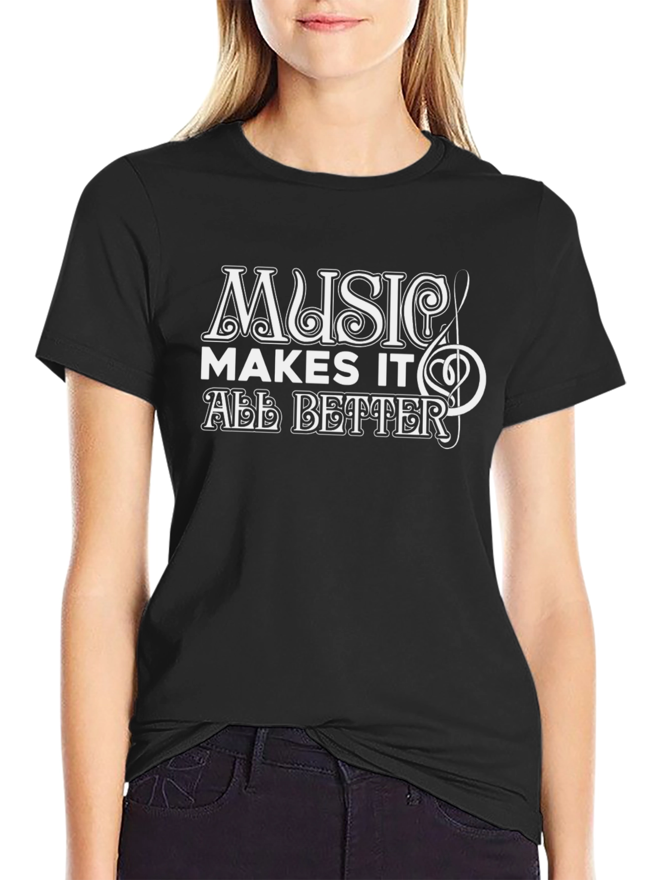 Music Makes It All Better Black Graphic Tee