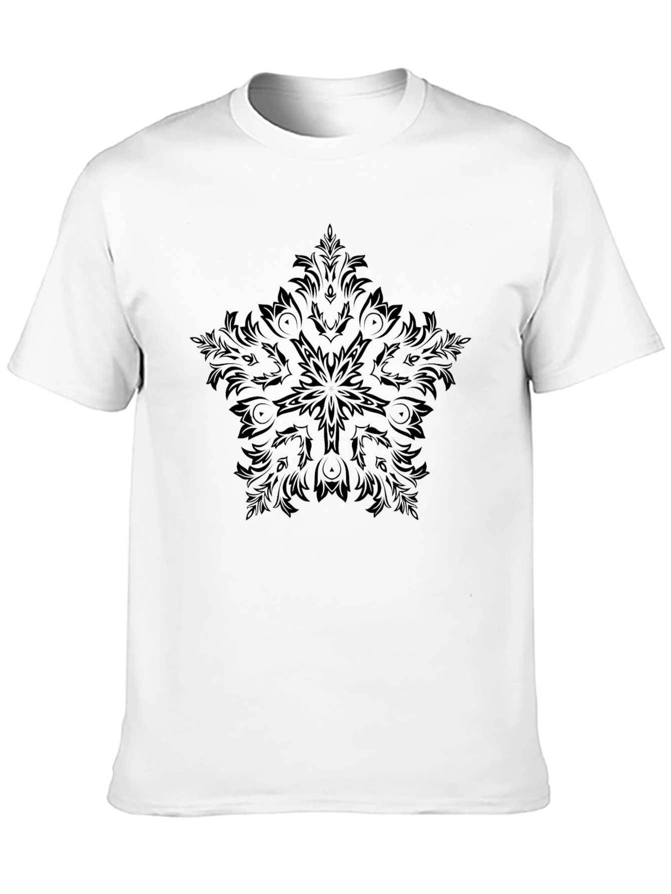 Black T-Shirt with Ornamental Star Design