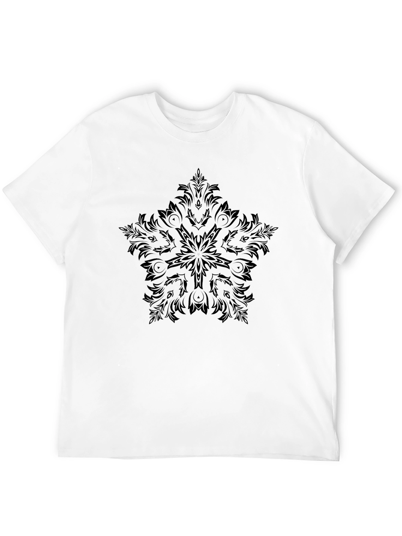 Black T-Shirt with Ornamental Star Design