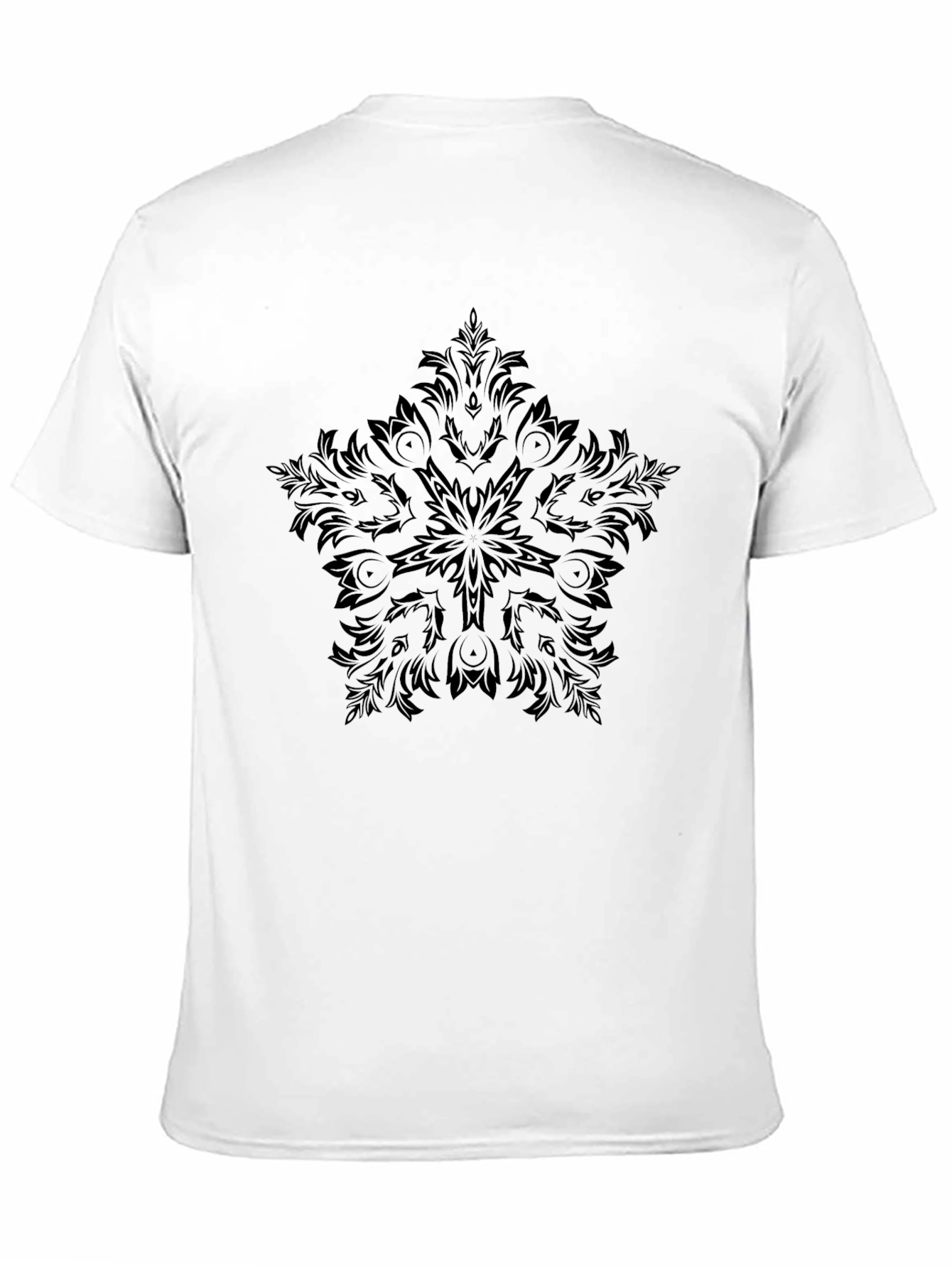 Black T-Shirt with Ornamental Star Design