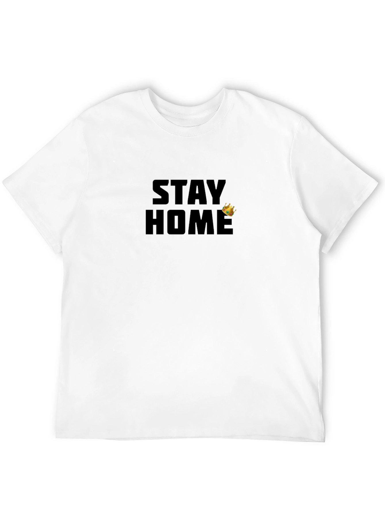 Stay Home King Mens Black Graphic T-Shirt