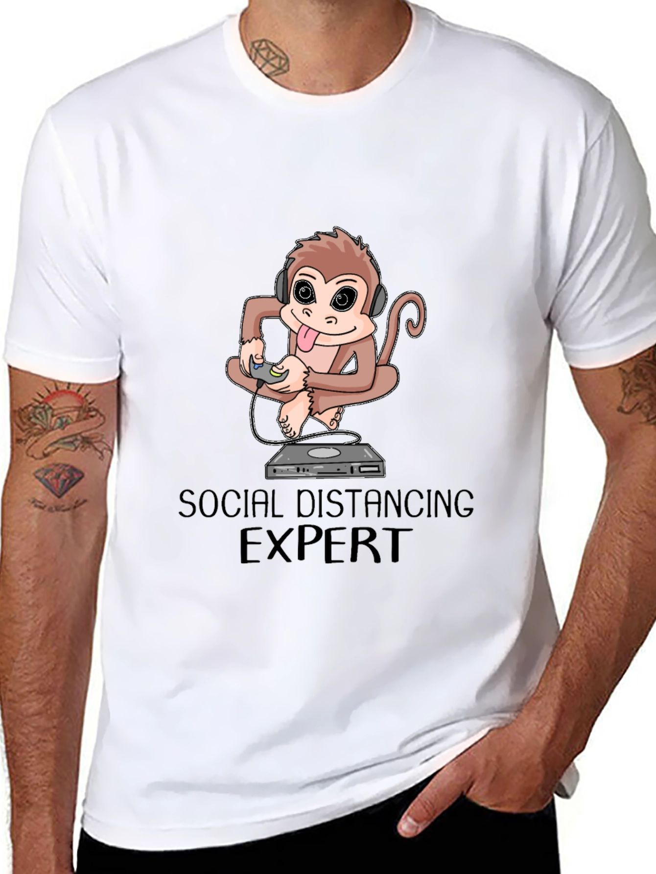 Social Distancing Expert Monkey Graphic Tee