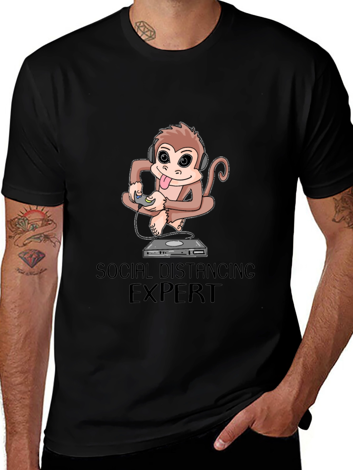 Social Distancing Expert Monkey Graphic Tee