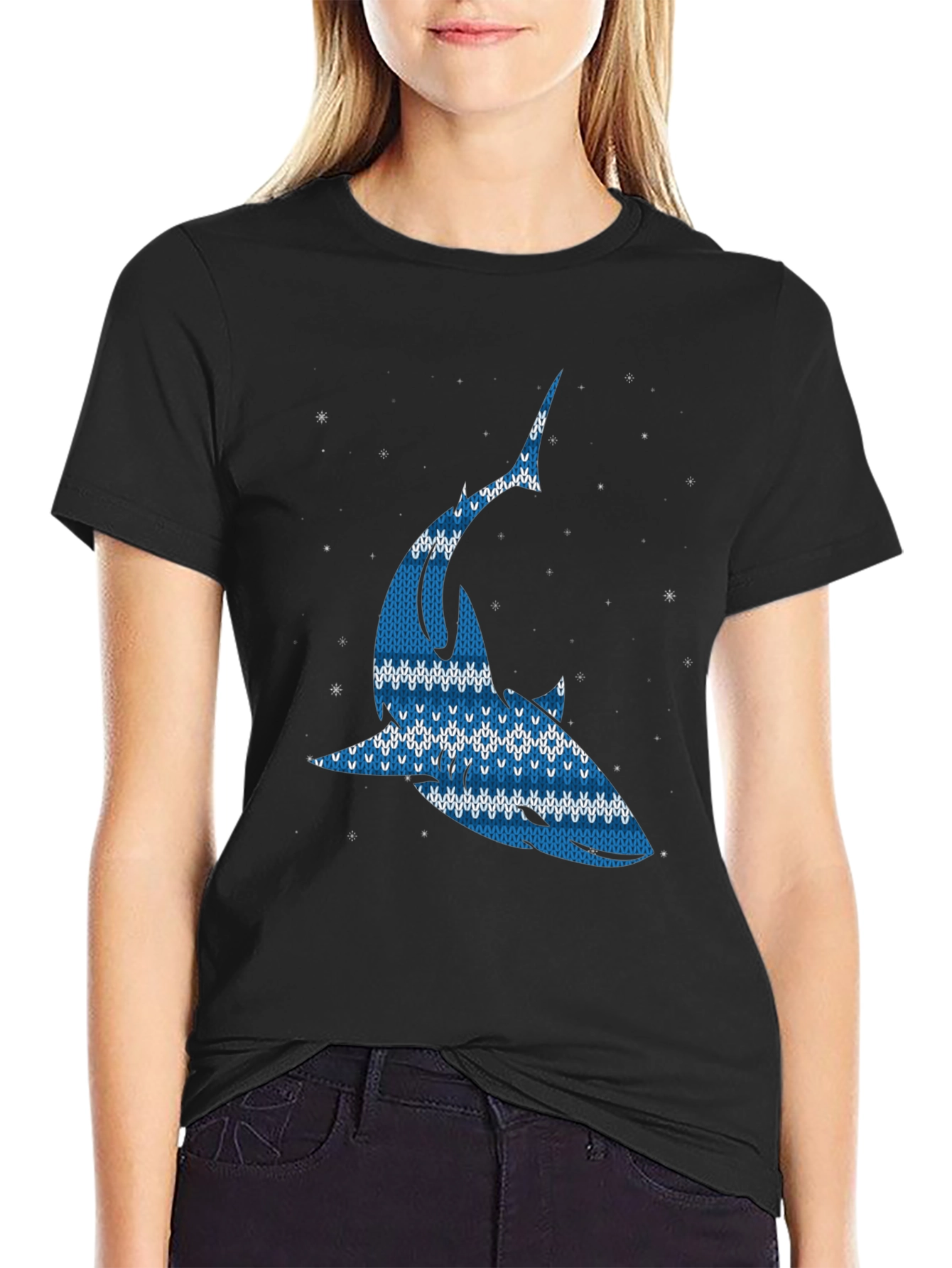 Ugly Christmas Sweater Shark Graphic Tee