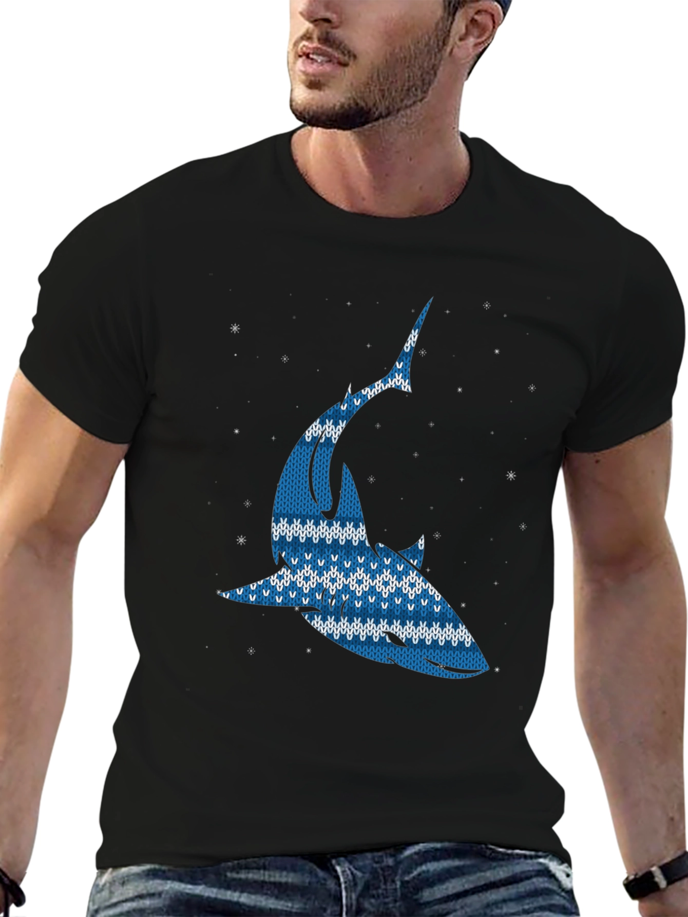 Ugly Christmas Sweater Shark Graphic Tee