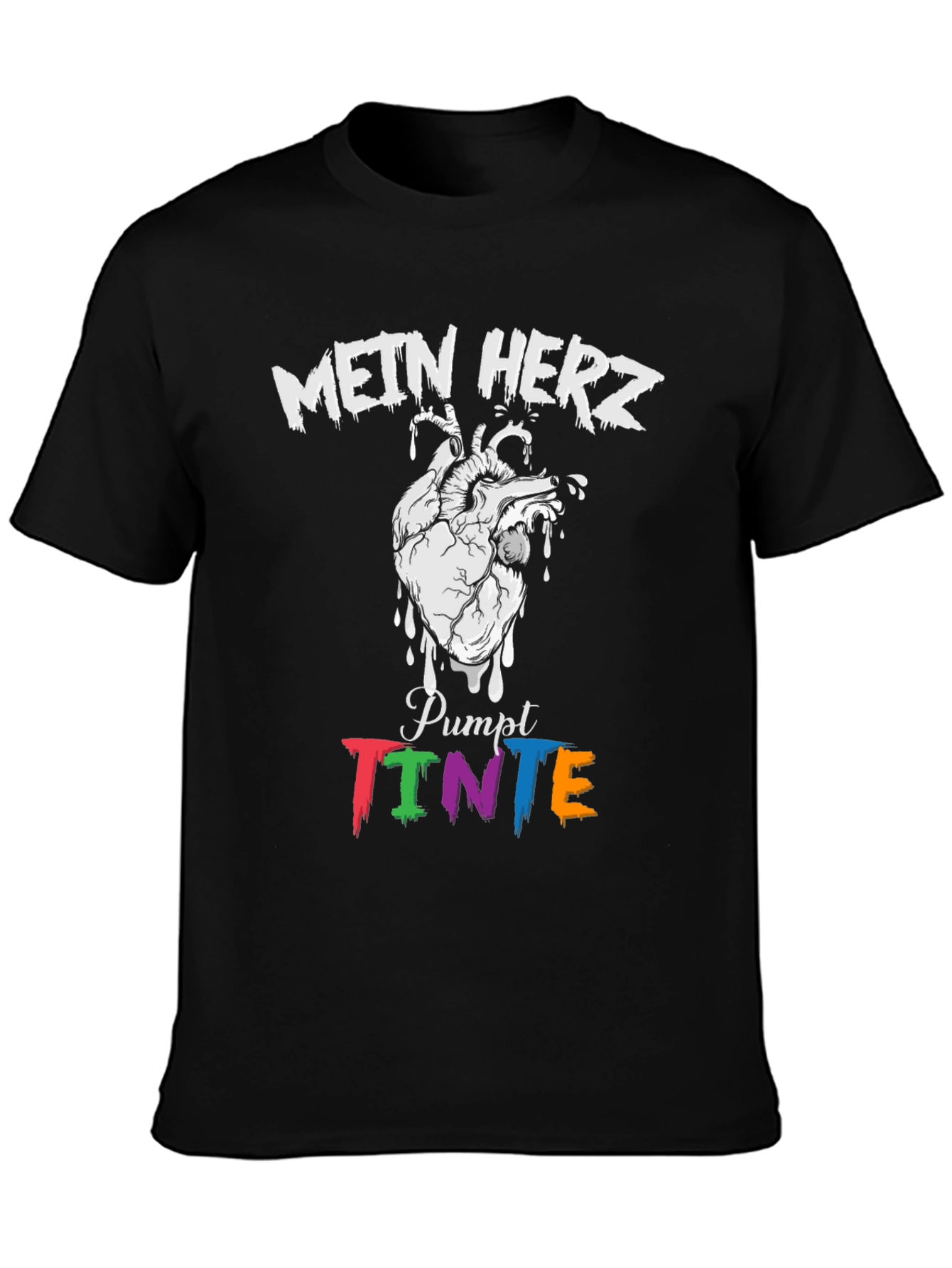 Mein Herz Pumpt Tinte Black Graphic Tee