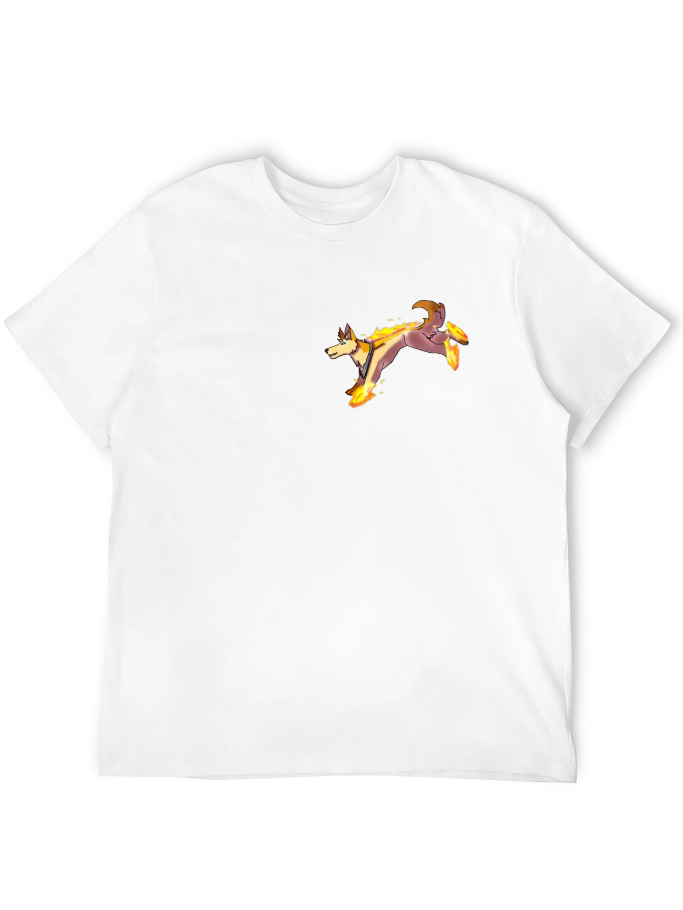 Fiery Wolf Graphic Tee - Black Cotton T-Shirt