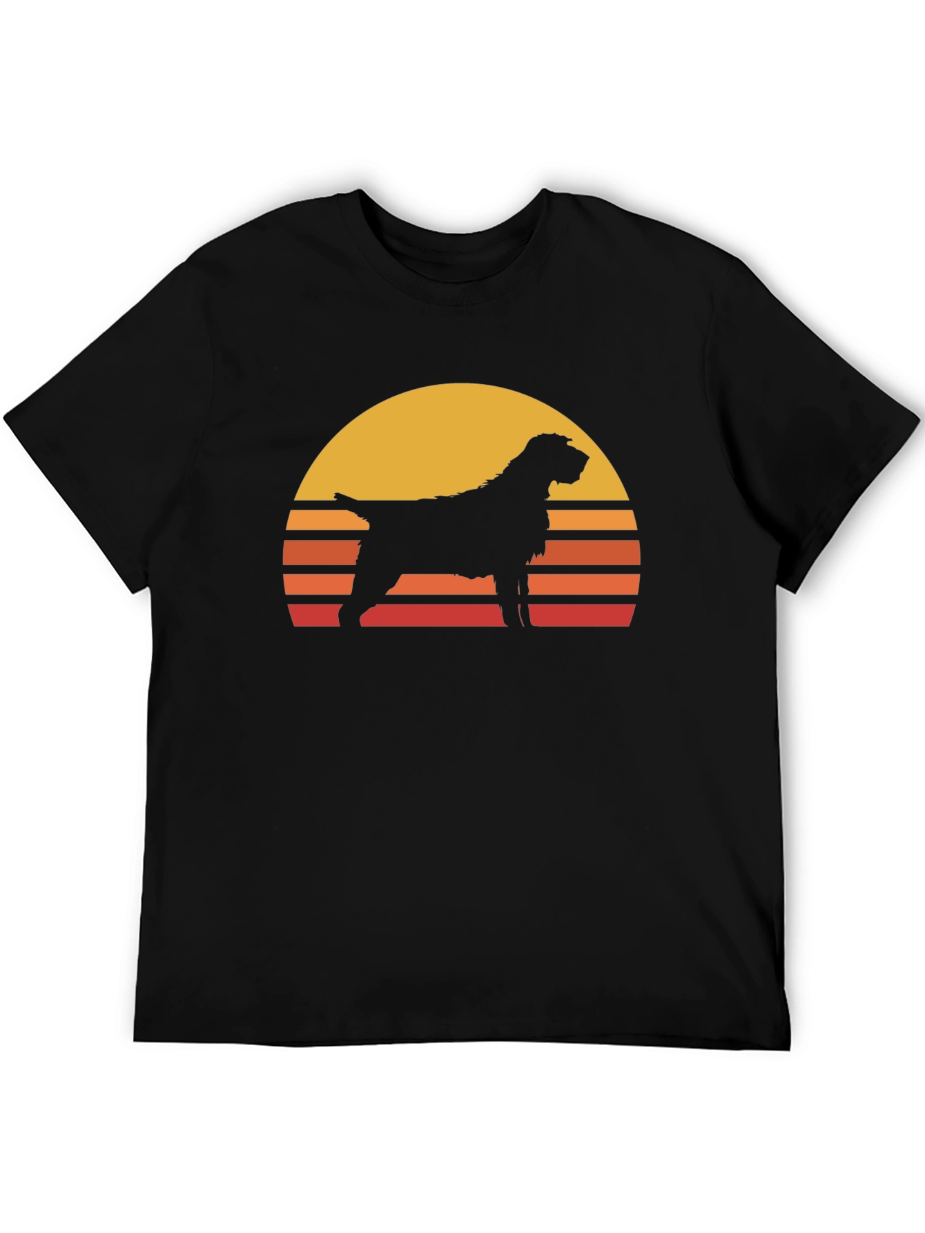 Retro Dog Sunset T-Shirt - Black