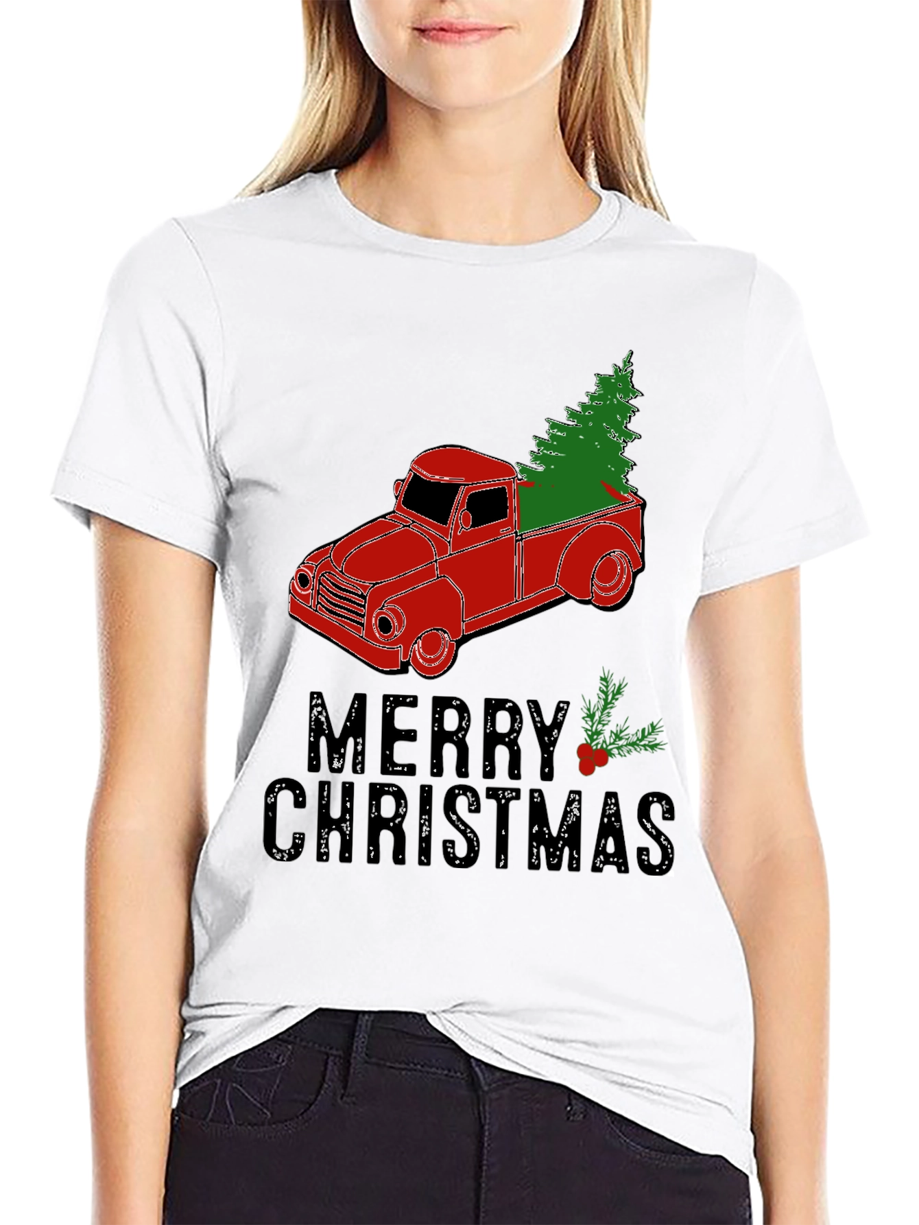 Merry Christmas Truck T-Shirt Holiday Tee