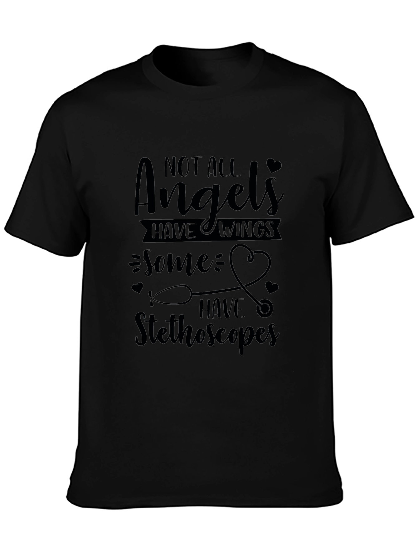 Angel Stethoscope Graphic Tee - Black