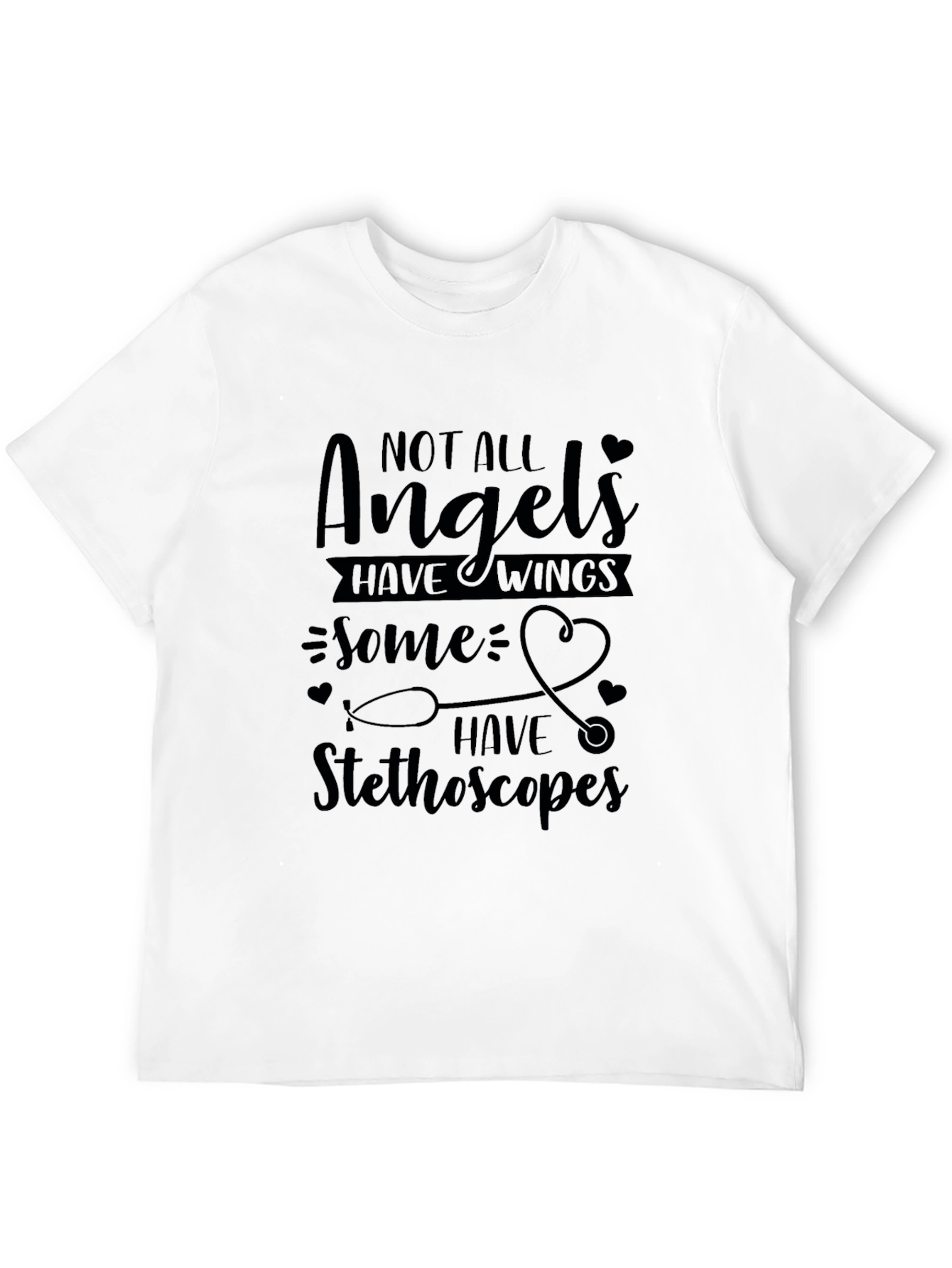 Angel Stethoscope Graphic Tee - Black