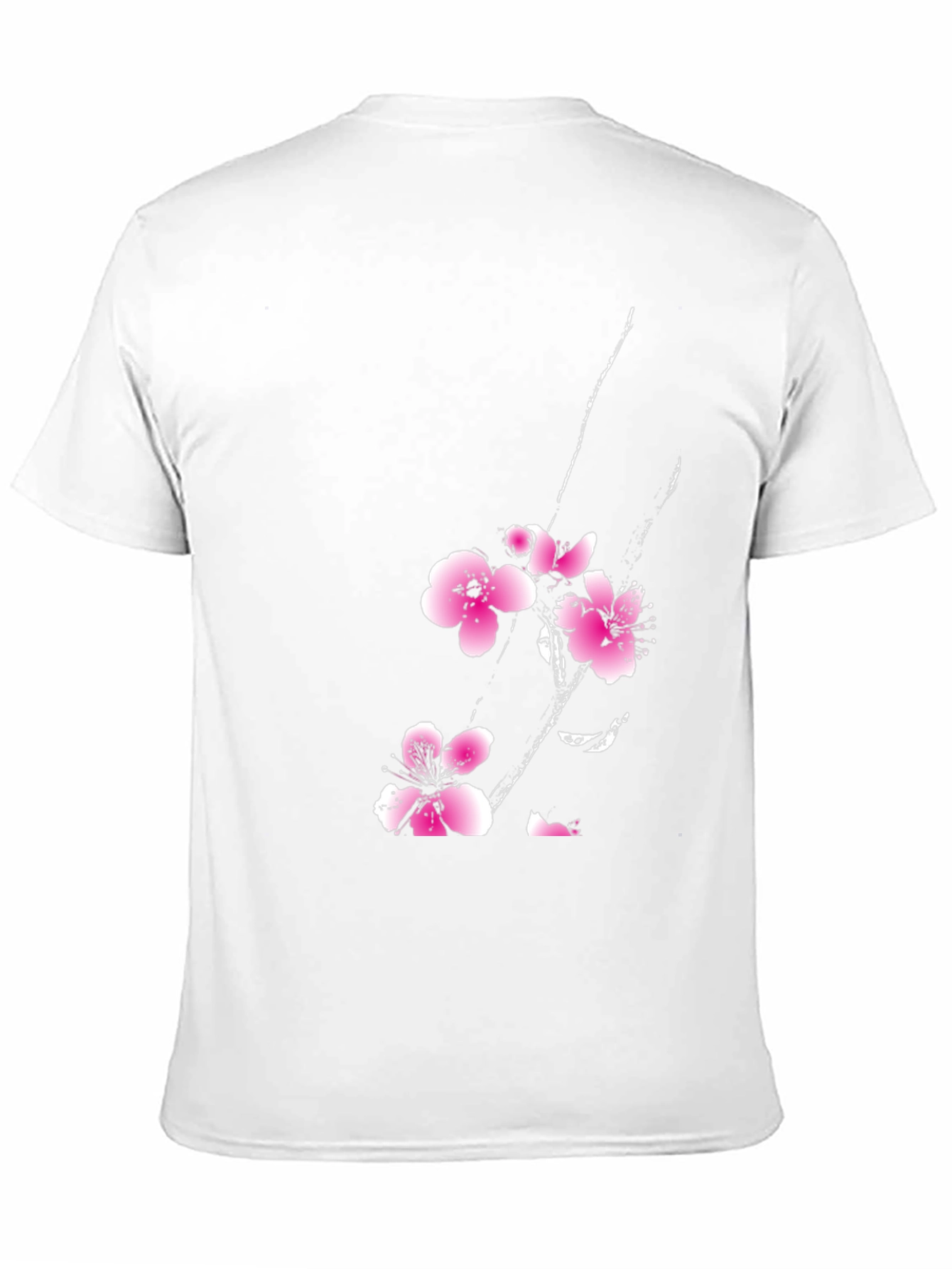 Black T-Shirt with Floral Cherry Blossom Design