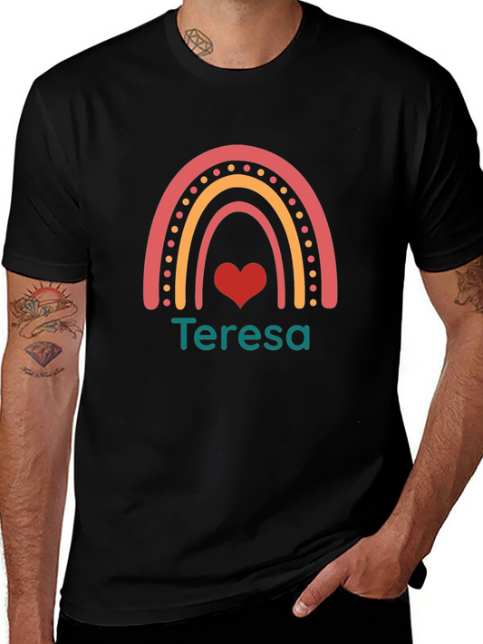 Teresa Personalized Rainbow Heart T-Shirt