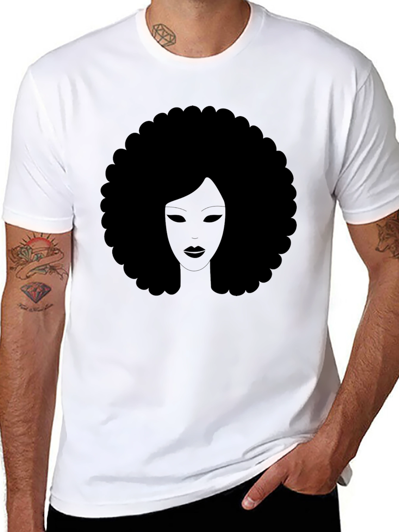 Afro Woman Graphic Tee - Stylish Black T-Shirt