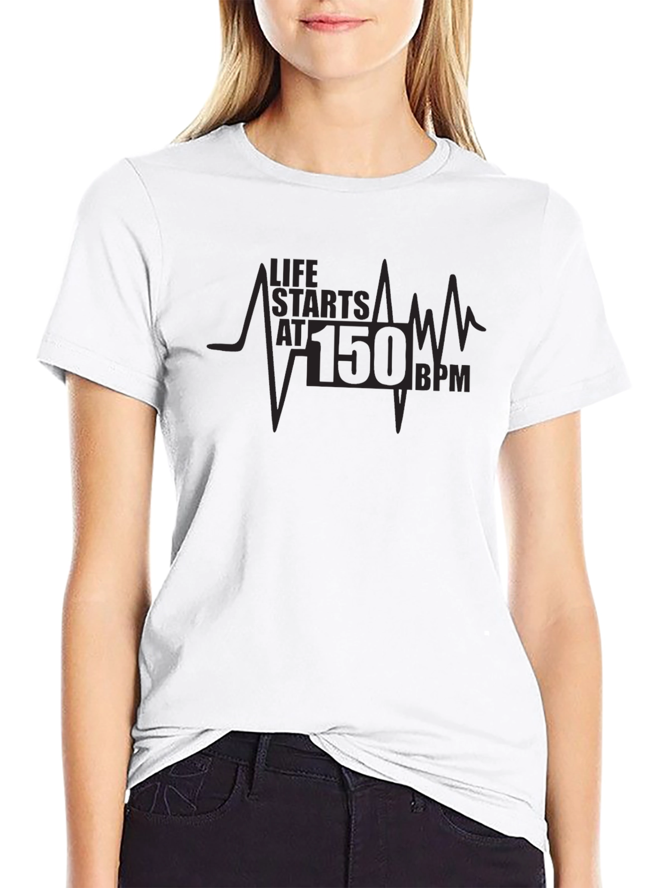 Life Starts at 150 BPM Black T-Shirt