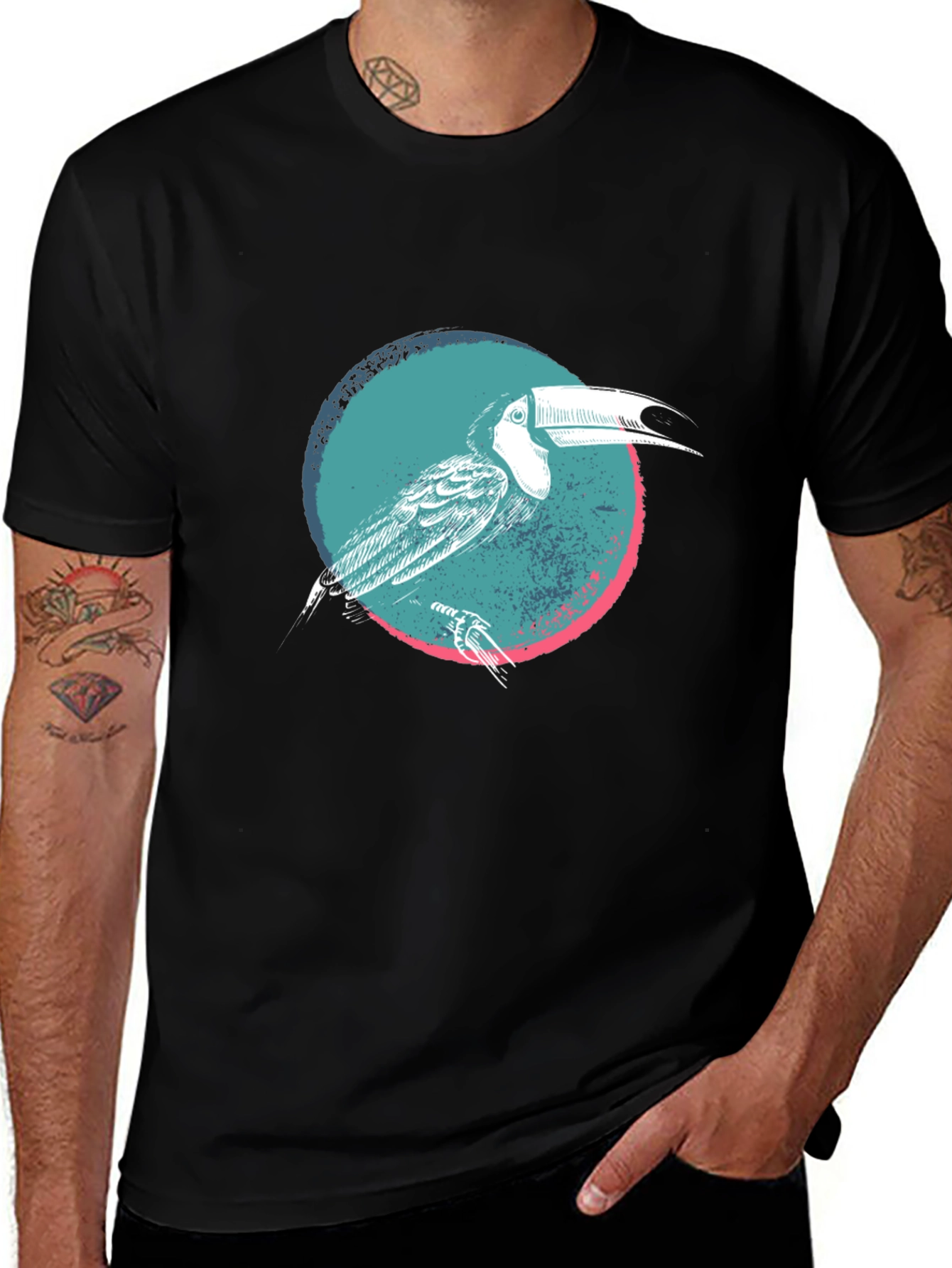 Toucan Graphic Print Black T-Shirt