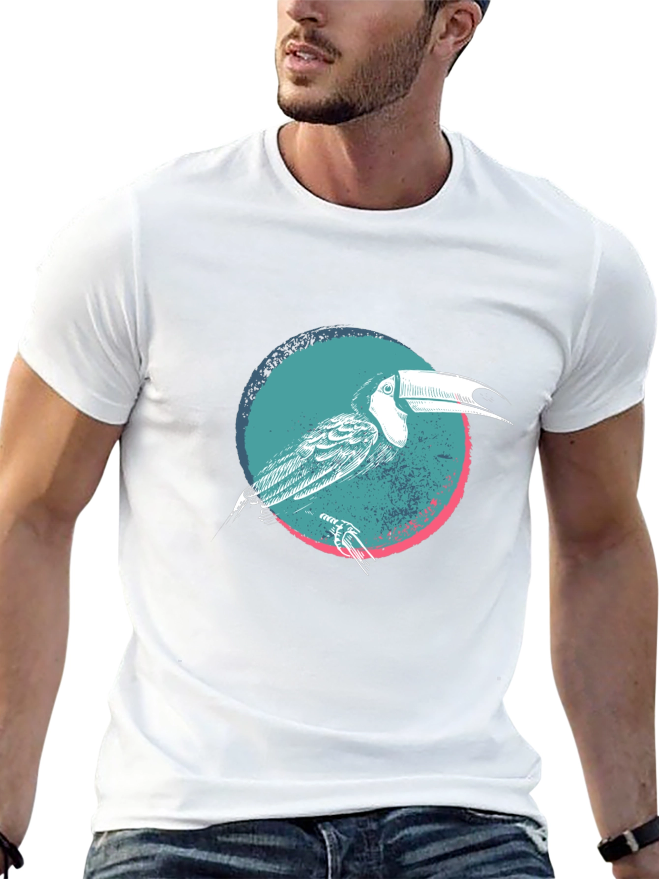 Toucan Graphic Print Black T-Shirt