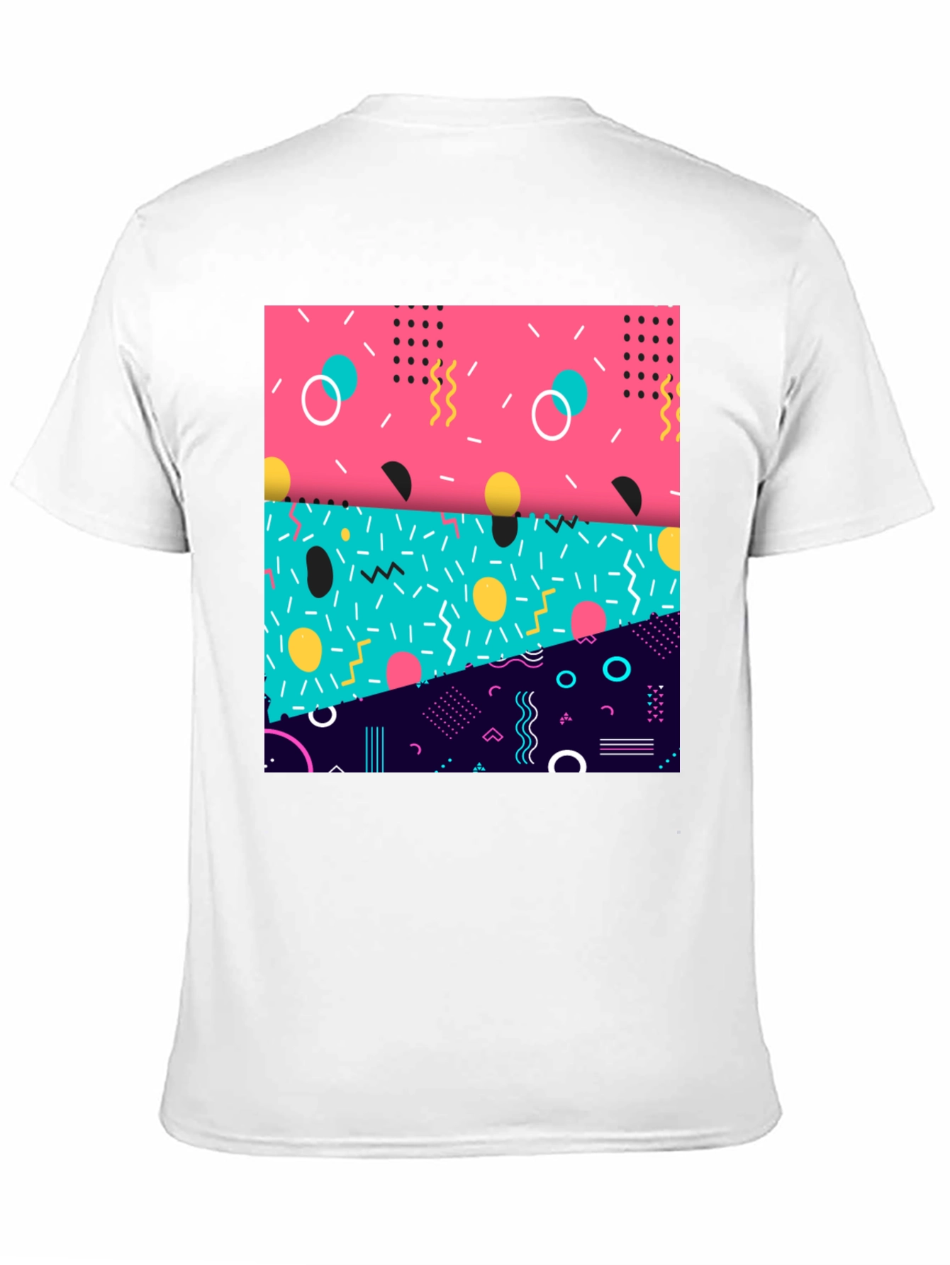 Retro 90s Geometric Pattern Black T-Shirt