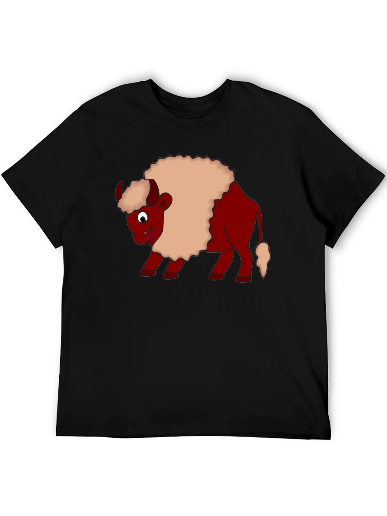 Cartoon Buffalo Graphic Tee - Soft Cotton Casual Wear