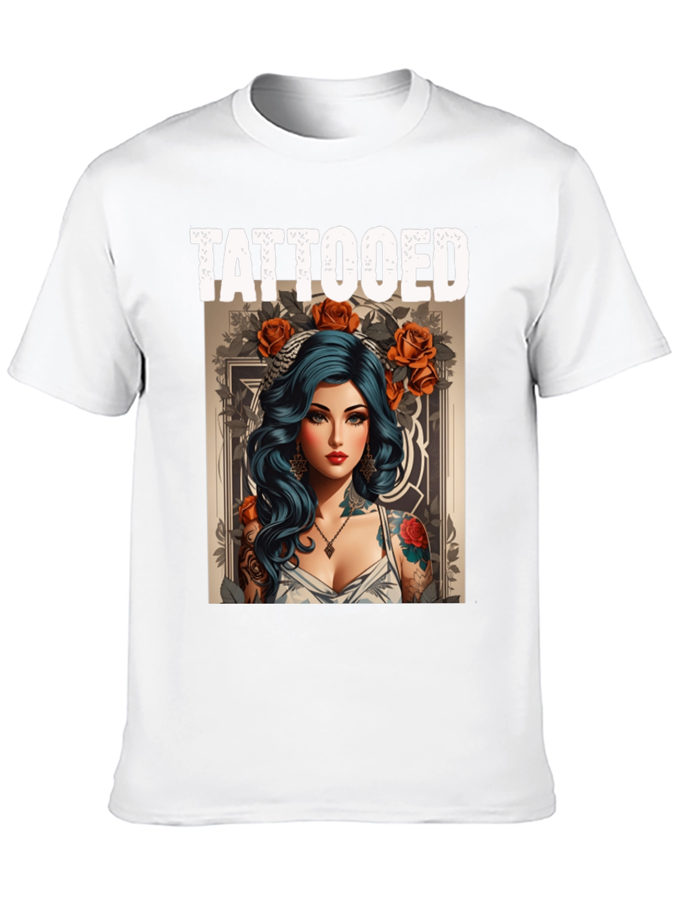 Tattooed Woman Graphic Tee - Edgy Style