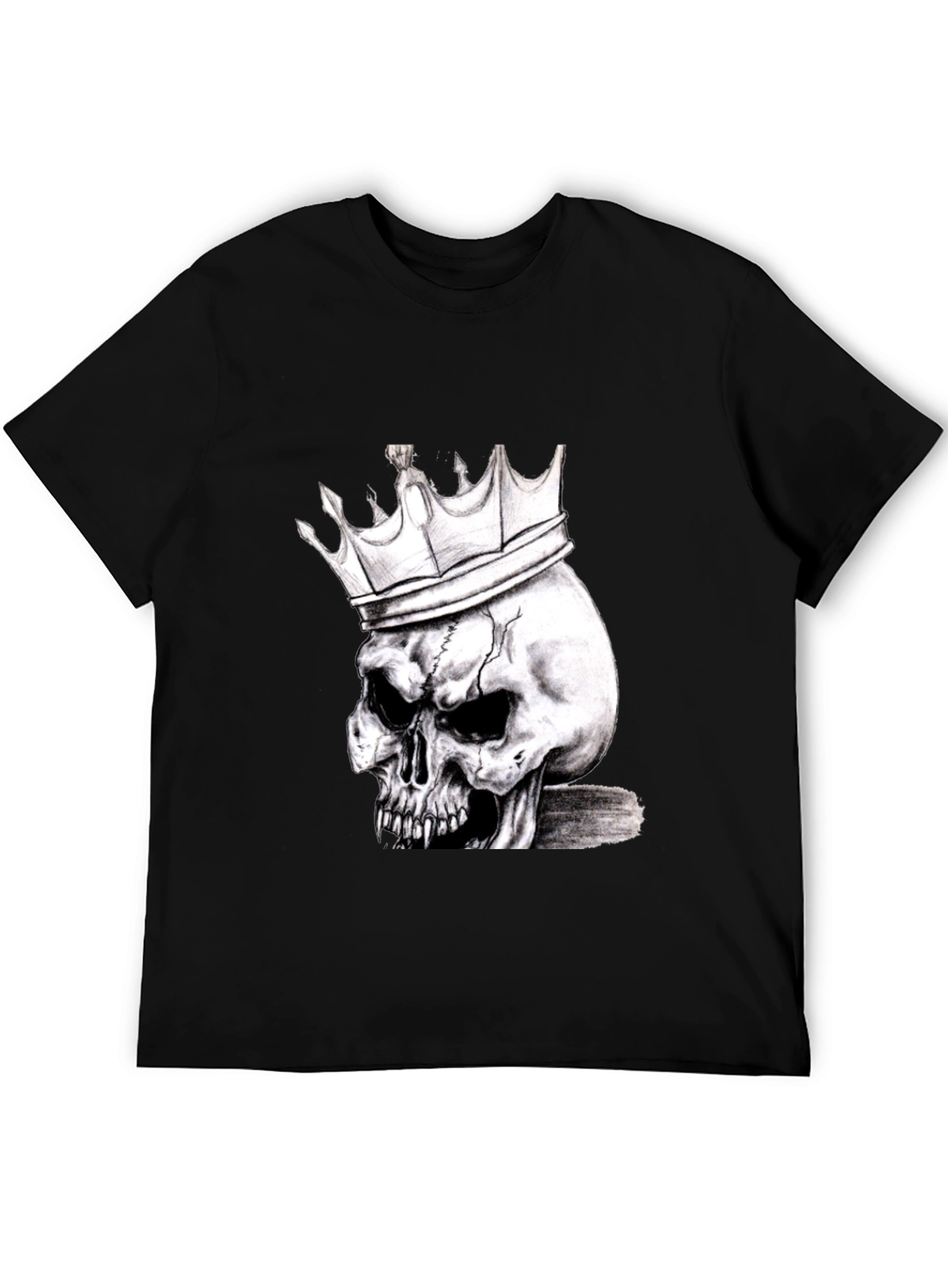 Skull King Graphic Print T-Shirt - Edgy Fashion