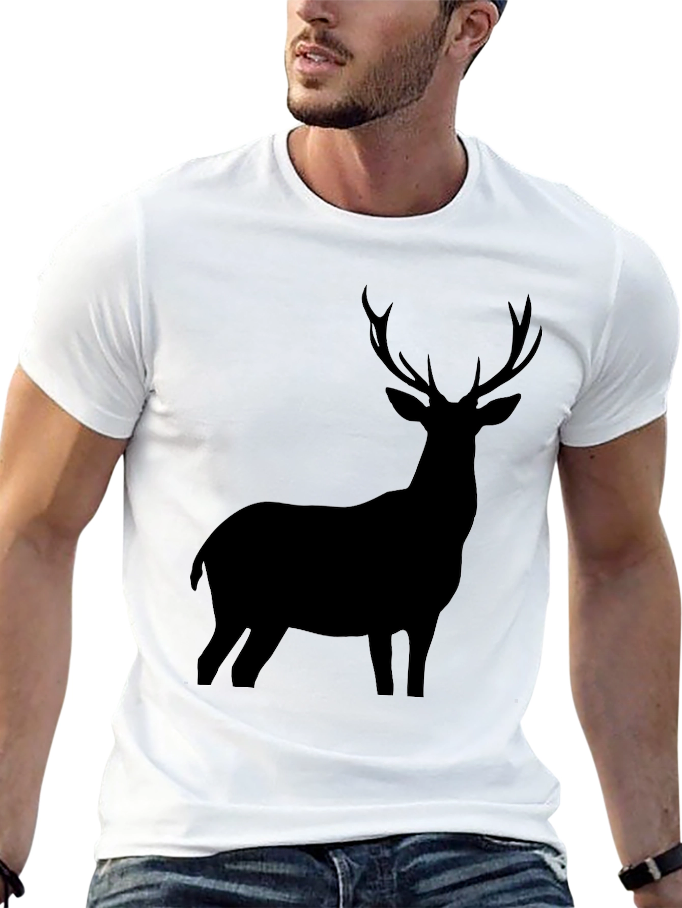 Mens Black Deer Silhouette Graphic T-Shirt