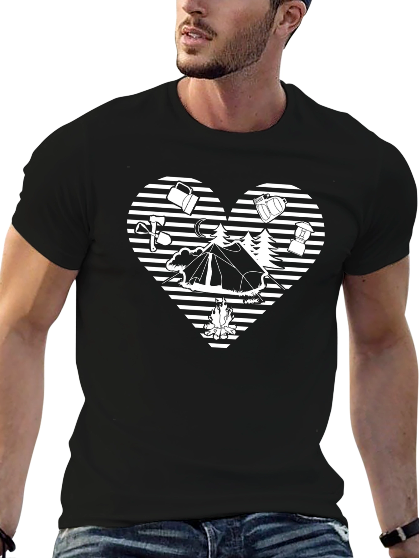 Camping Heart Graphic Tee - Outdoor Adventure Shirt
