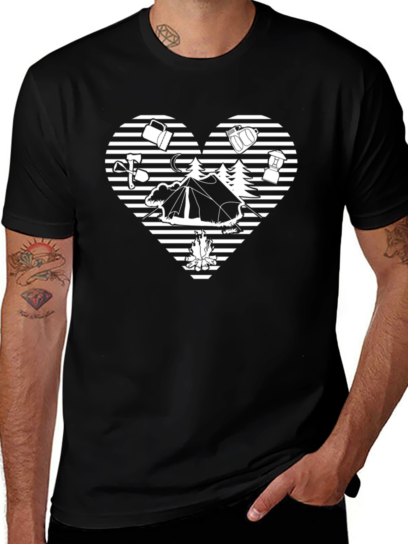 Camping Heart Graphic Tee - Outdoor Adventure Shirt