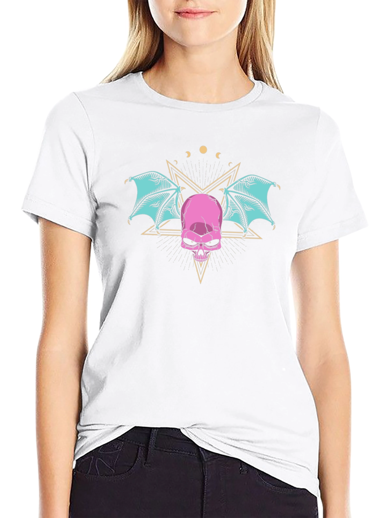 Skull Wings Graphic Print T-Shirt