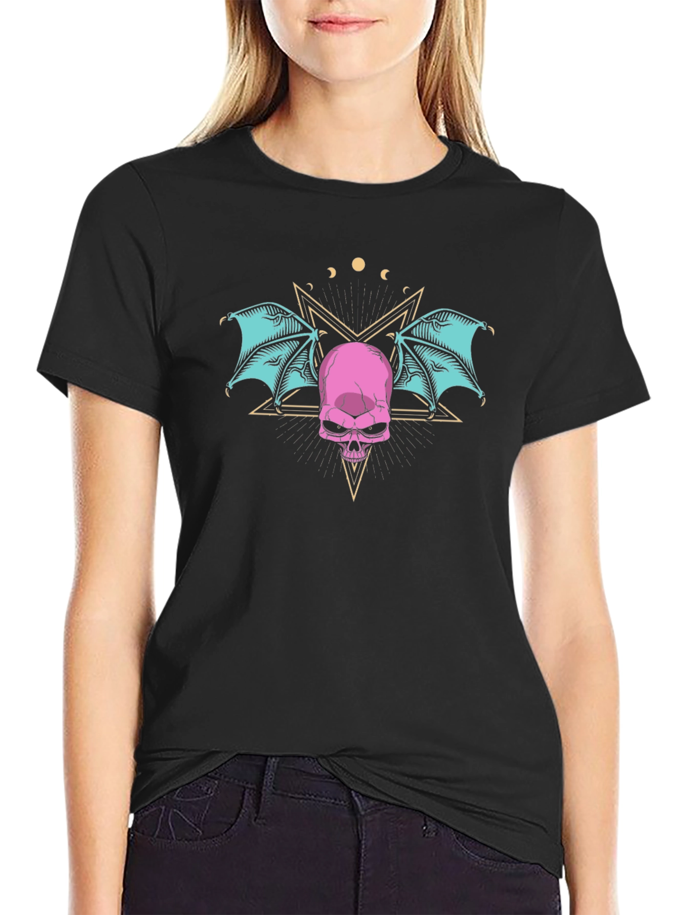 Skull Wings Graphic Print T-Shirt
