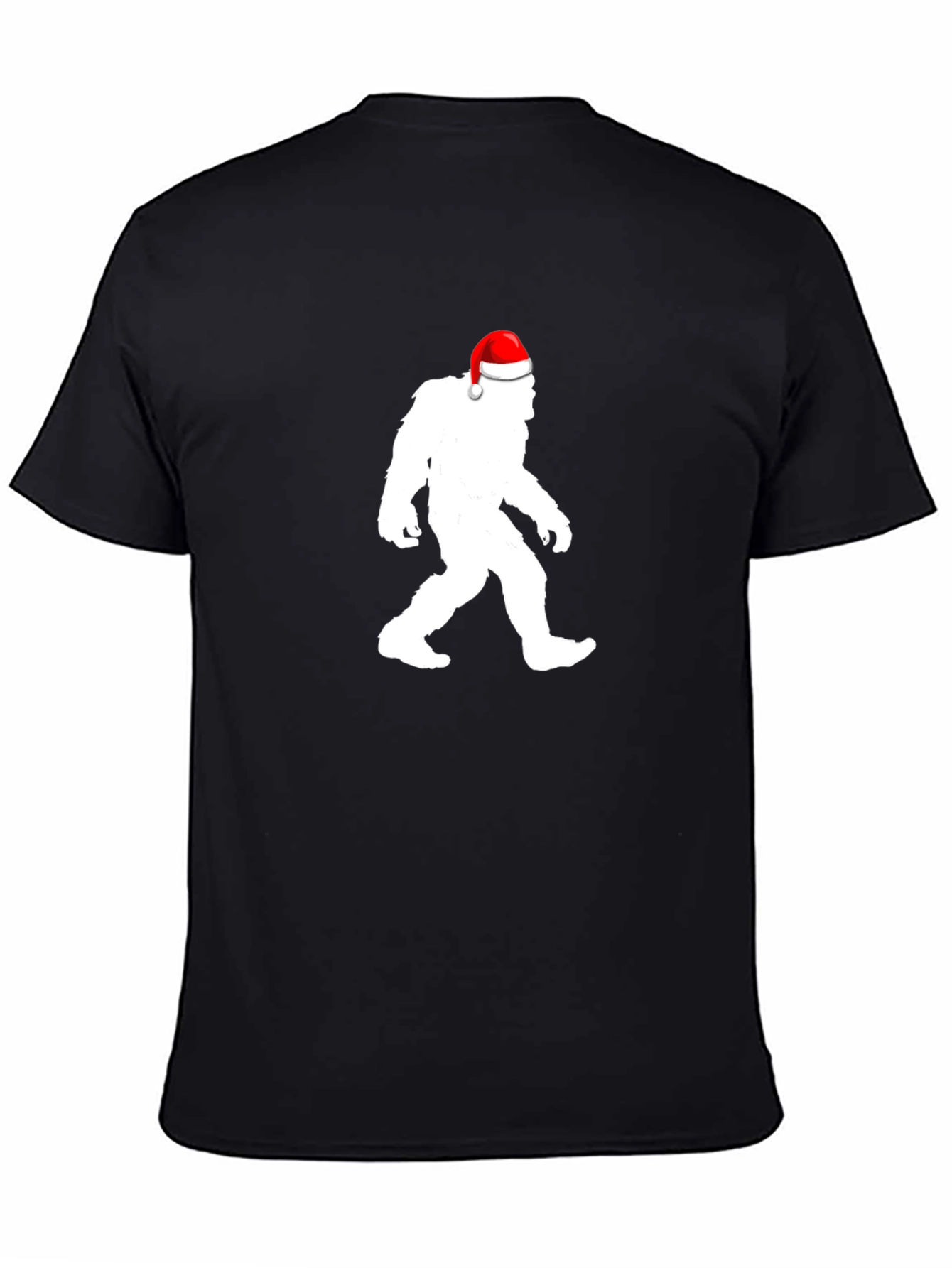 Sasquatch Santa Hat Black T-Shirt