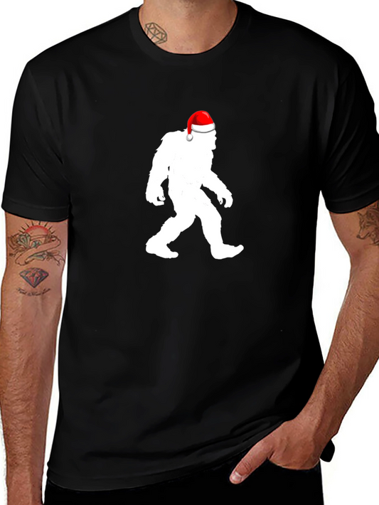 Sasquatch Santa Hat Black T-Shirt