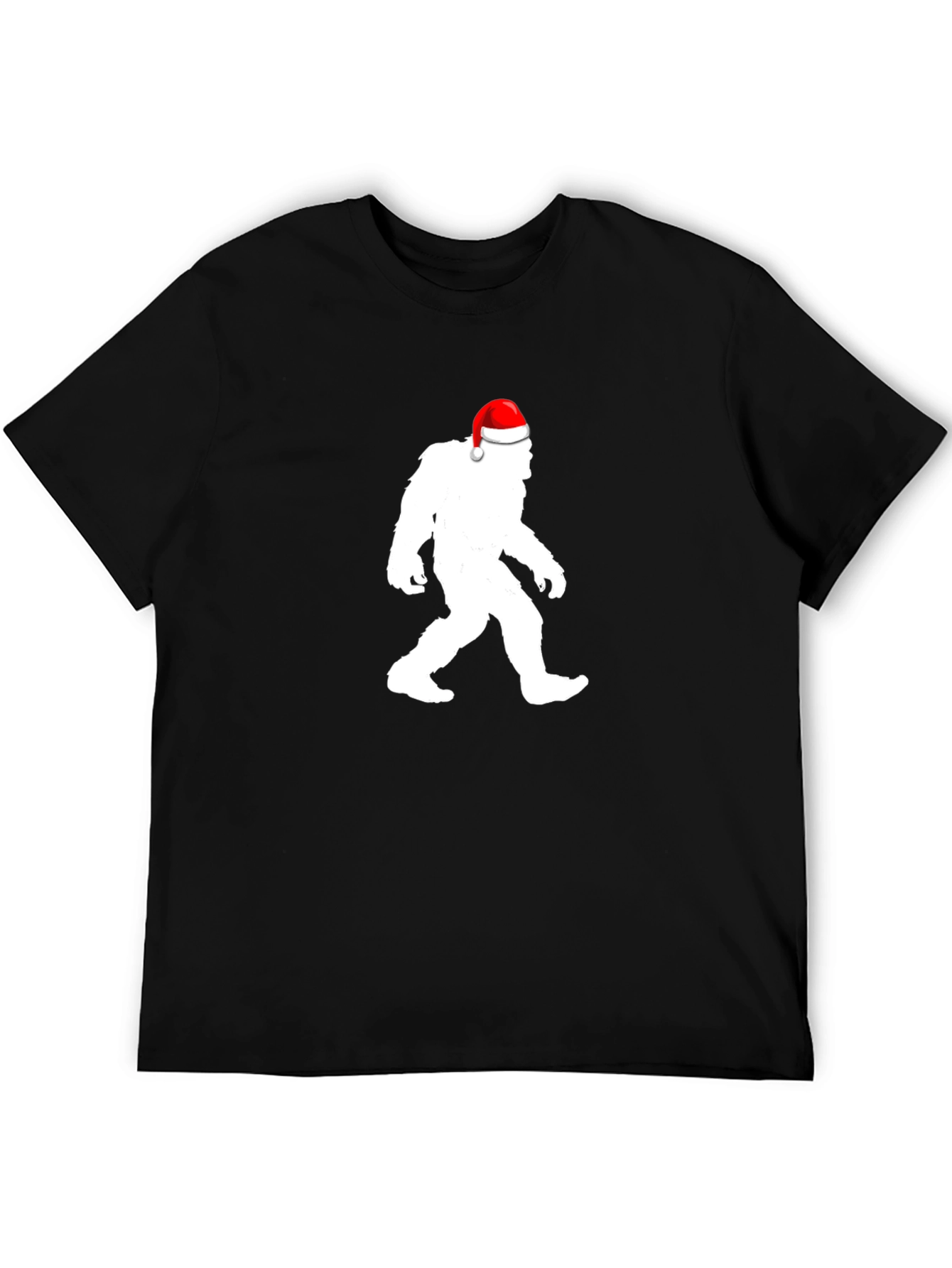 Sasquatch Santa Hat Black T-Shirt