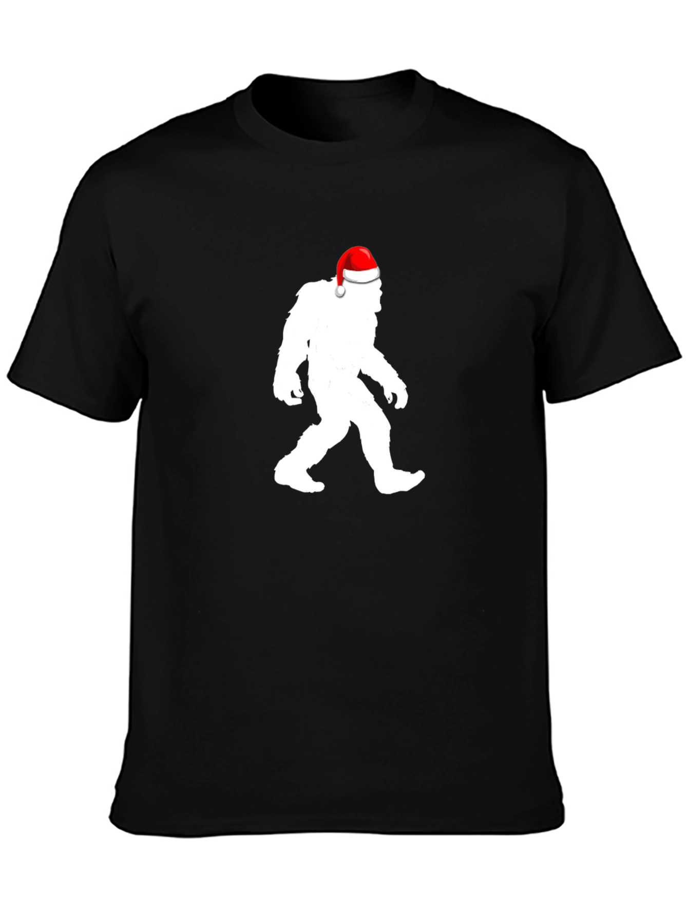 Sasquatch Santa Hat Black T-Shirt