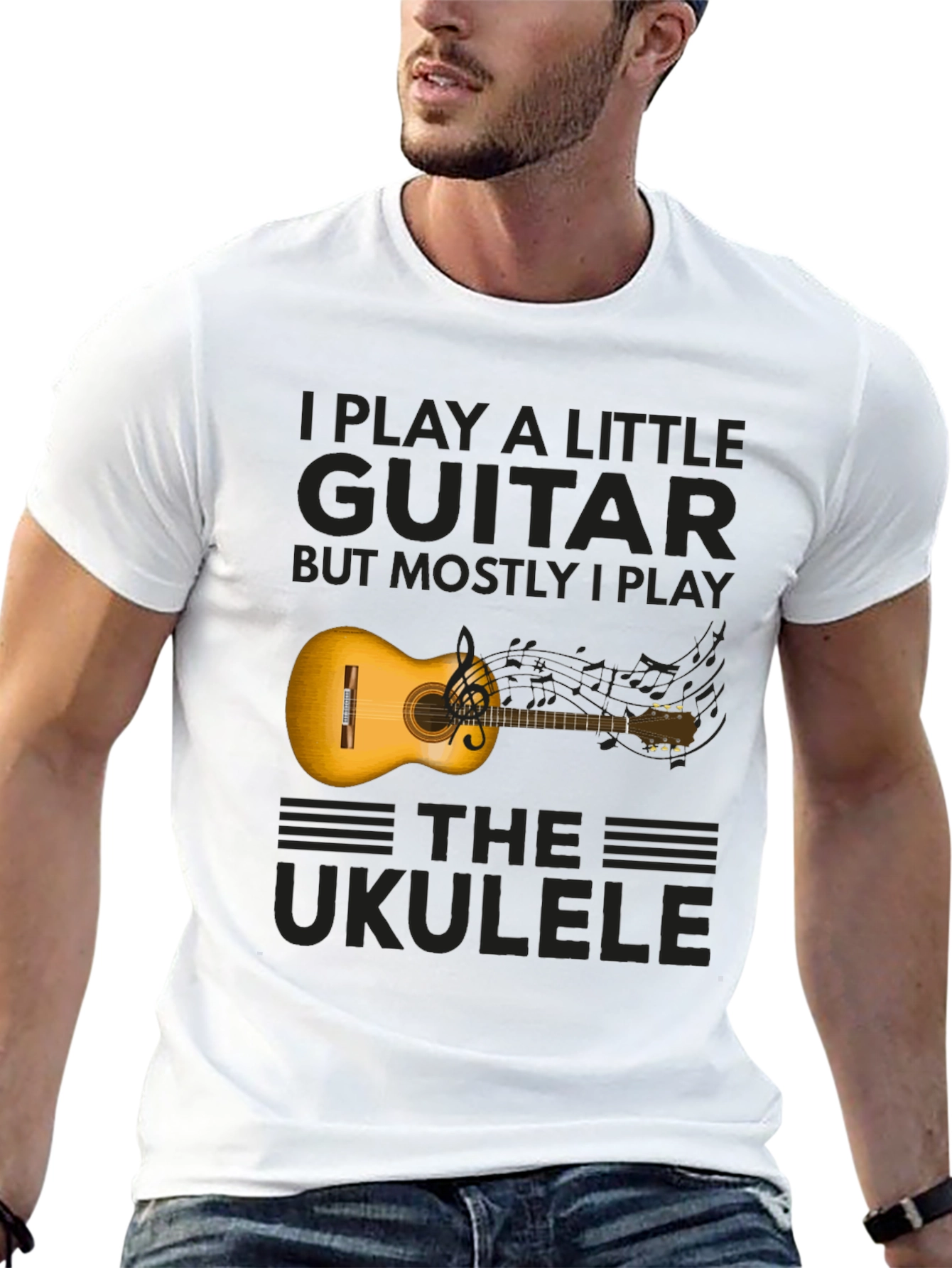 Ukulele Player T-Shirt: I Play Guitar But Mostly Ukulele