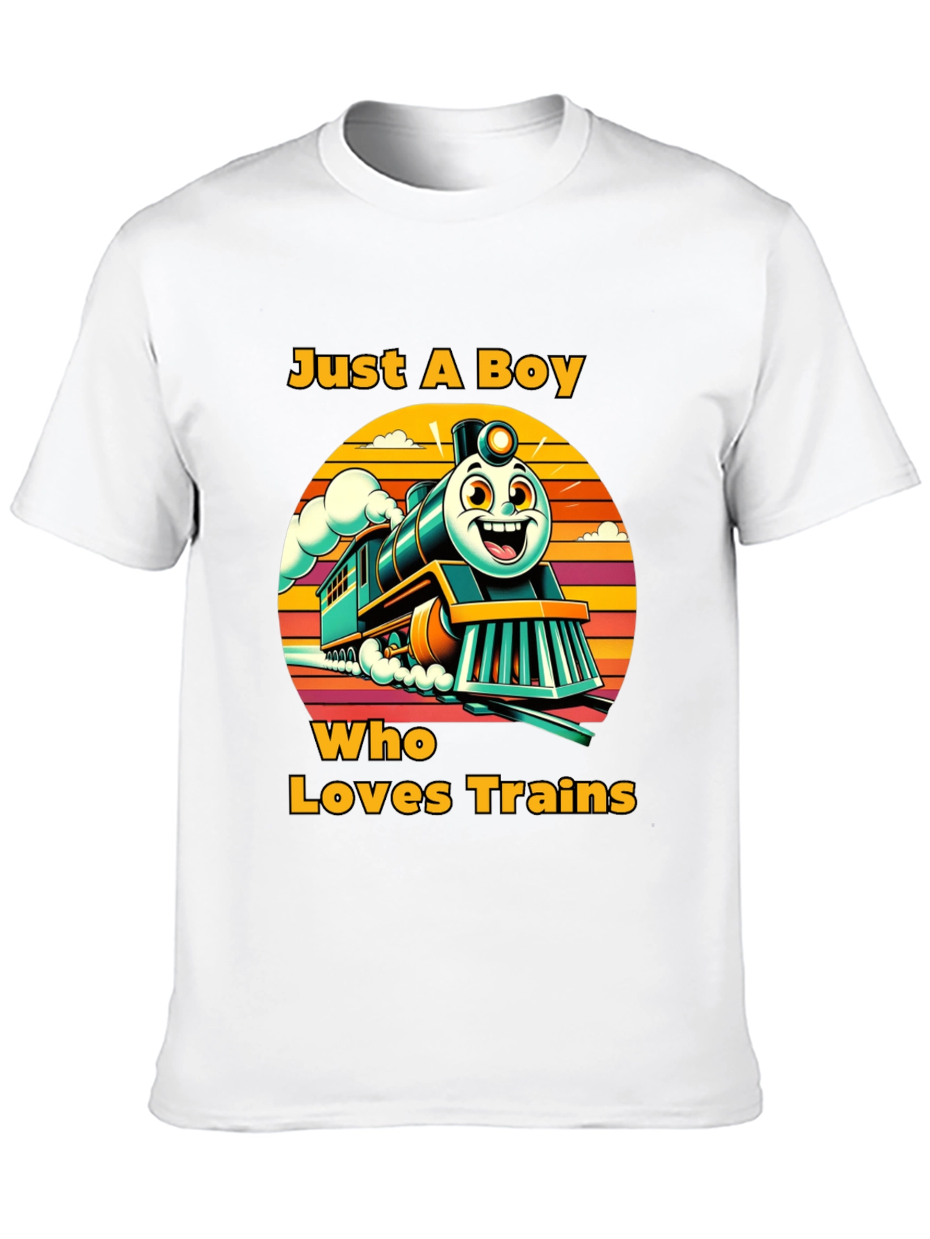 Boy Who Loves Trains Graphic T-Shirt