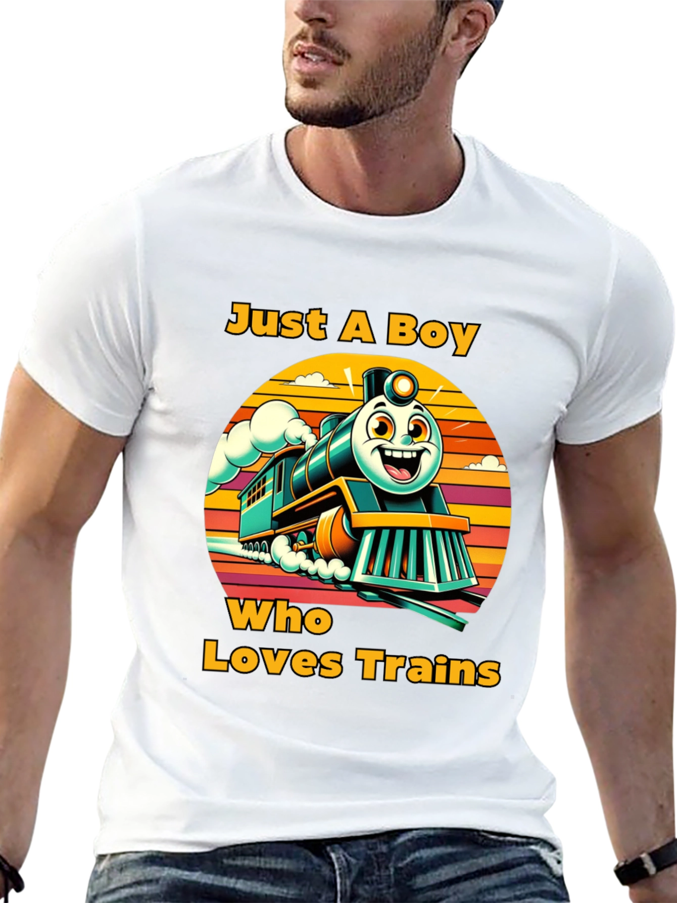 Boy Who Loves Trains Graphic T-Shirt