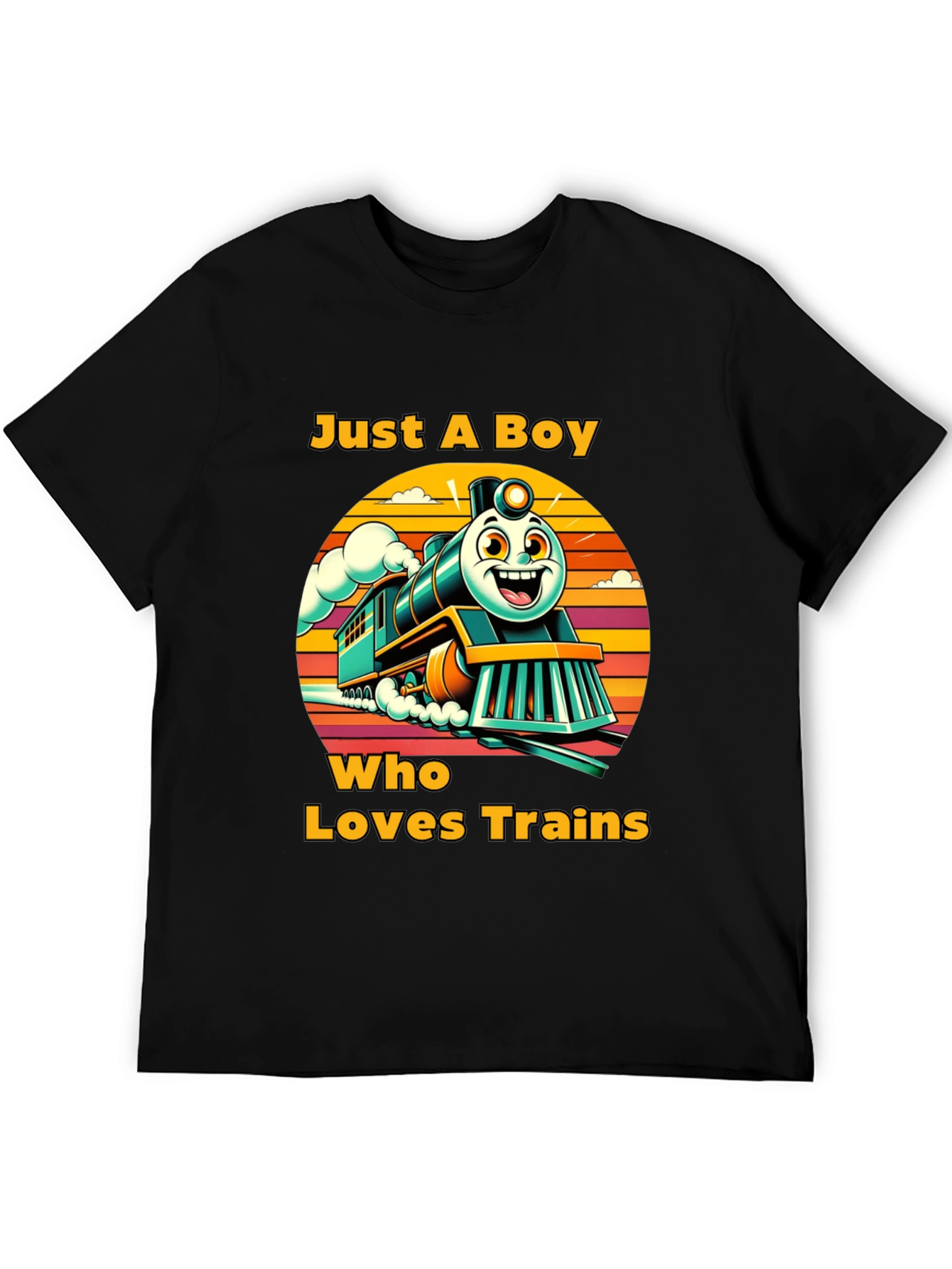 Boy Who Loves Trains Graphic T-Shirt