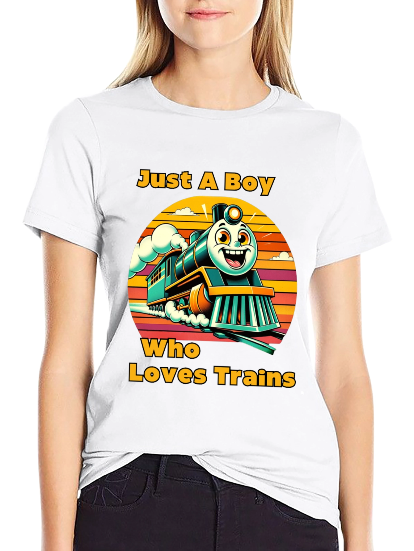 Boy Who Loves Trains Graphic T-Shirt