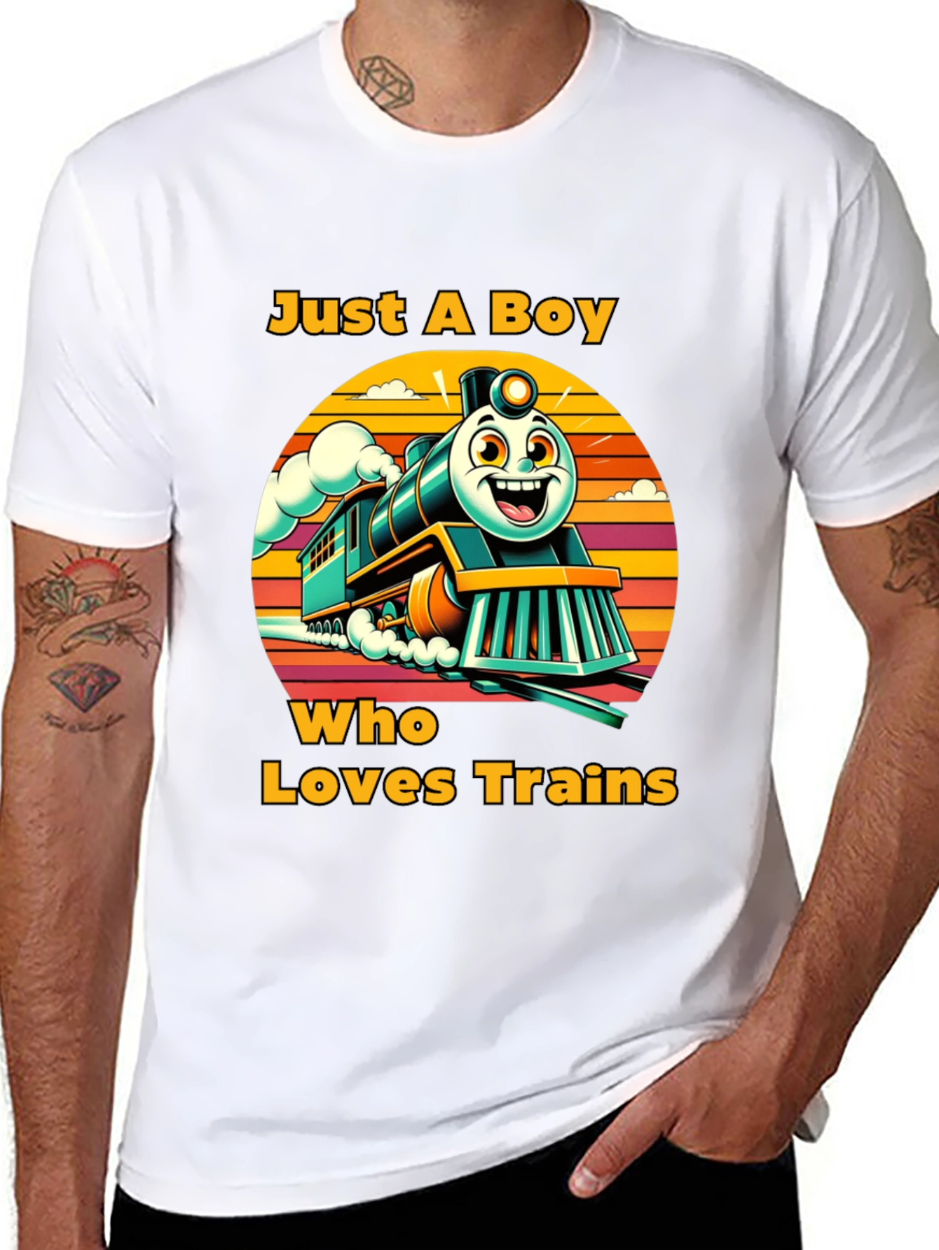 Boy Who Loves Trains Graphic T-Shirt