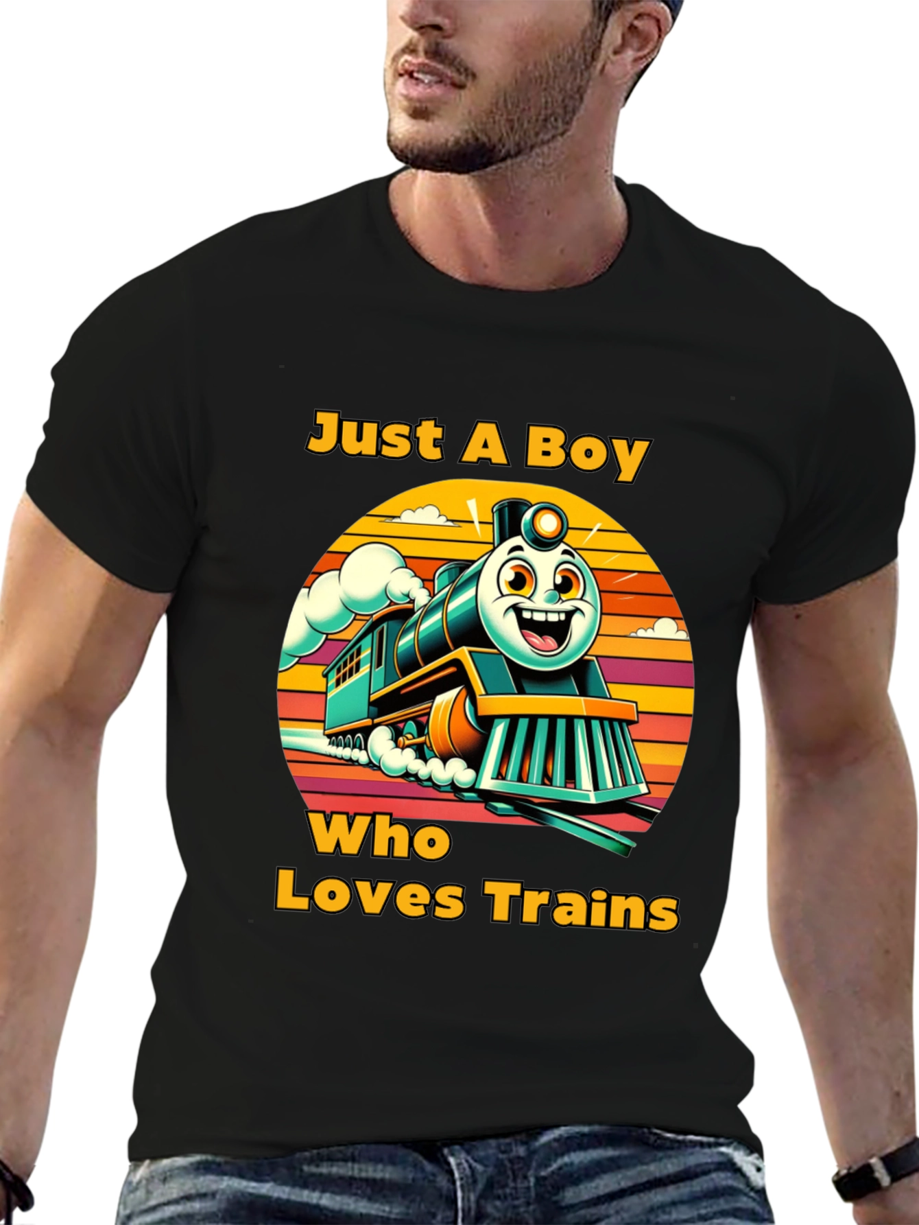 Boy Who Loves Trains Graphic T-Shirt