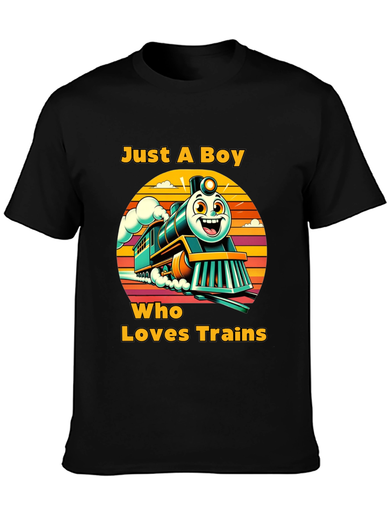 Boy Who Loves Trains Graphic T-Shirt