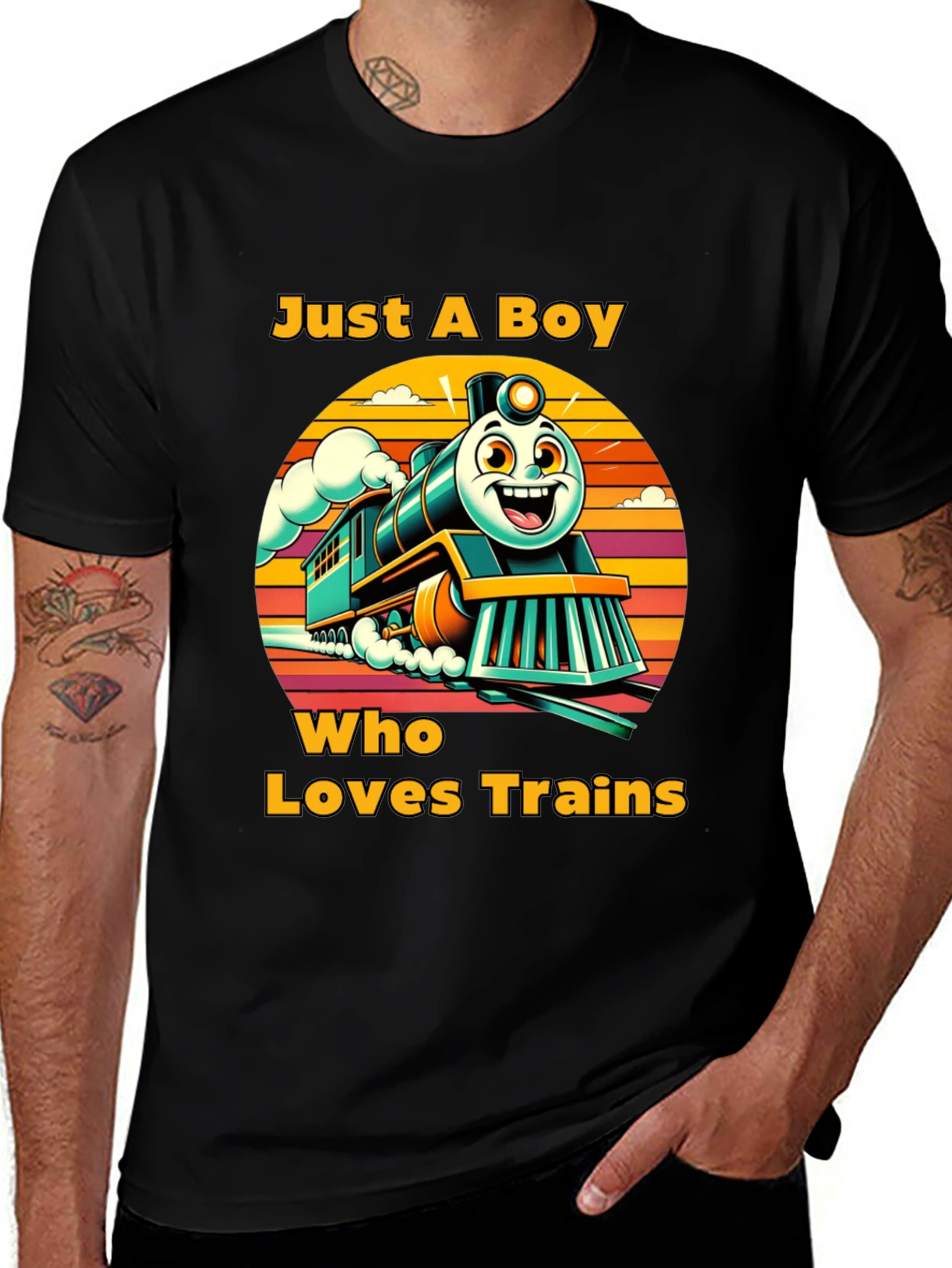Boy Who Loves Trains Graphic T-Shirt