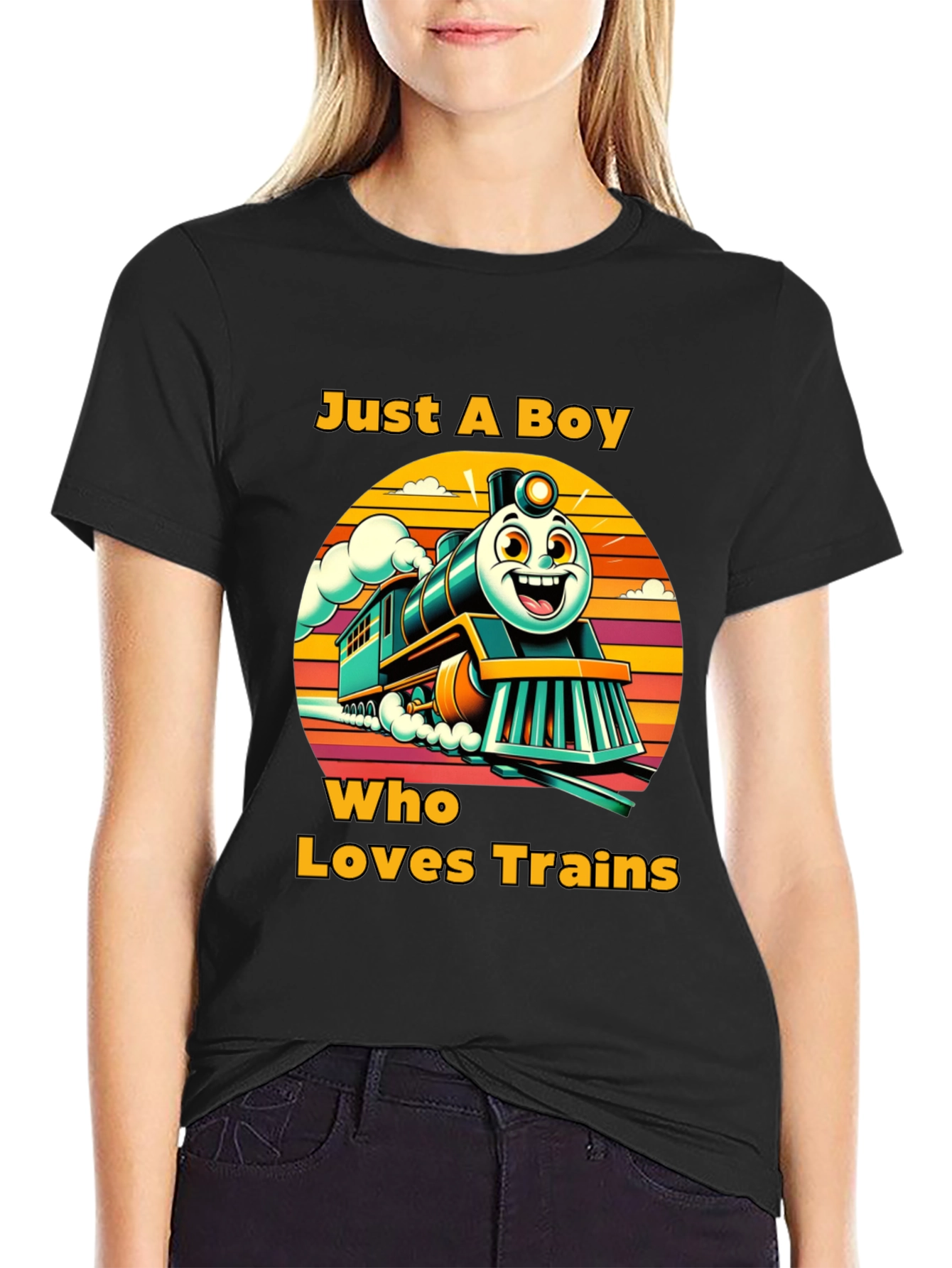 Boy Who Loves Trains Graphic T-Shirt