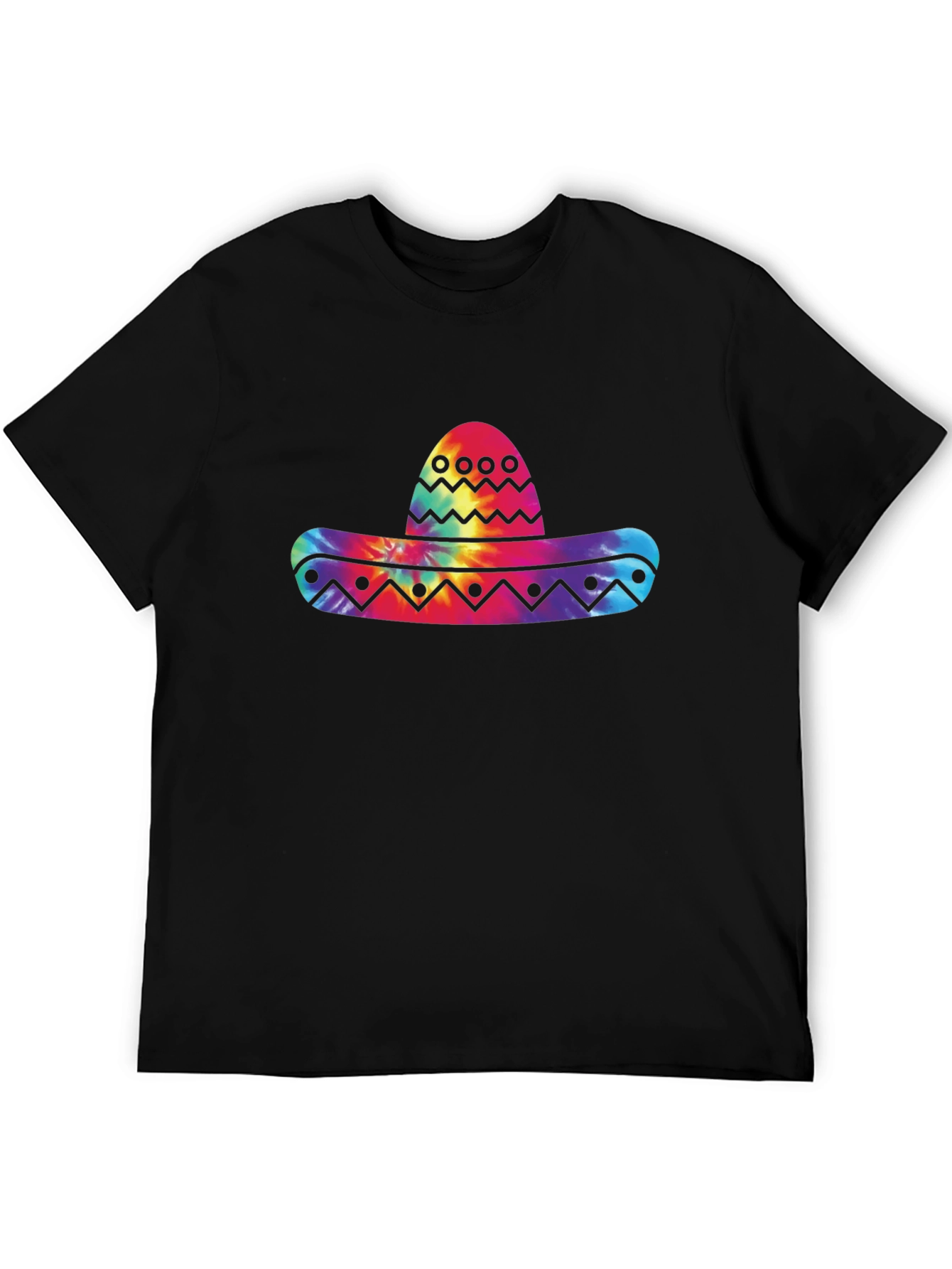 Tie Dye Sombrero Graphic Black T-Shirt