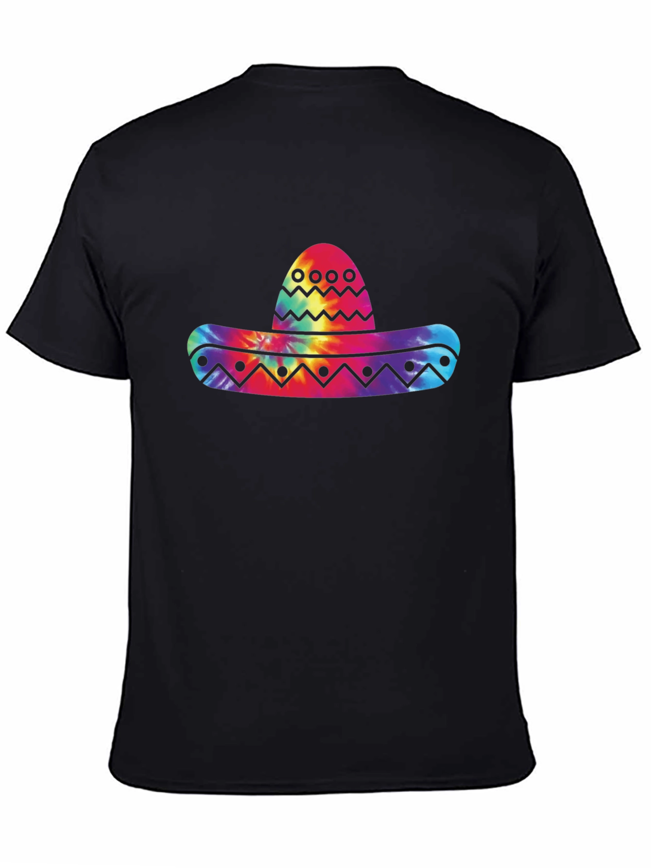 Tie Dye Sombrero Graphic Black T-Shirt