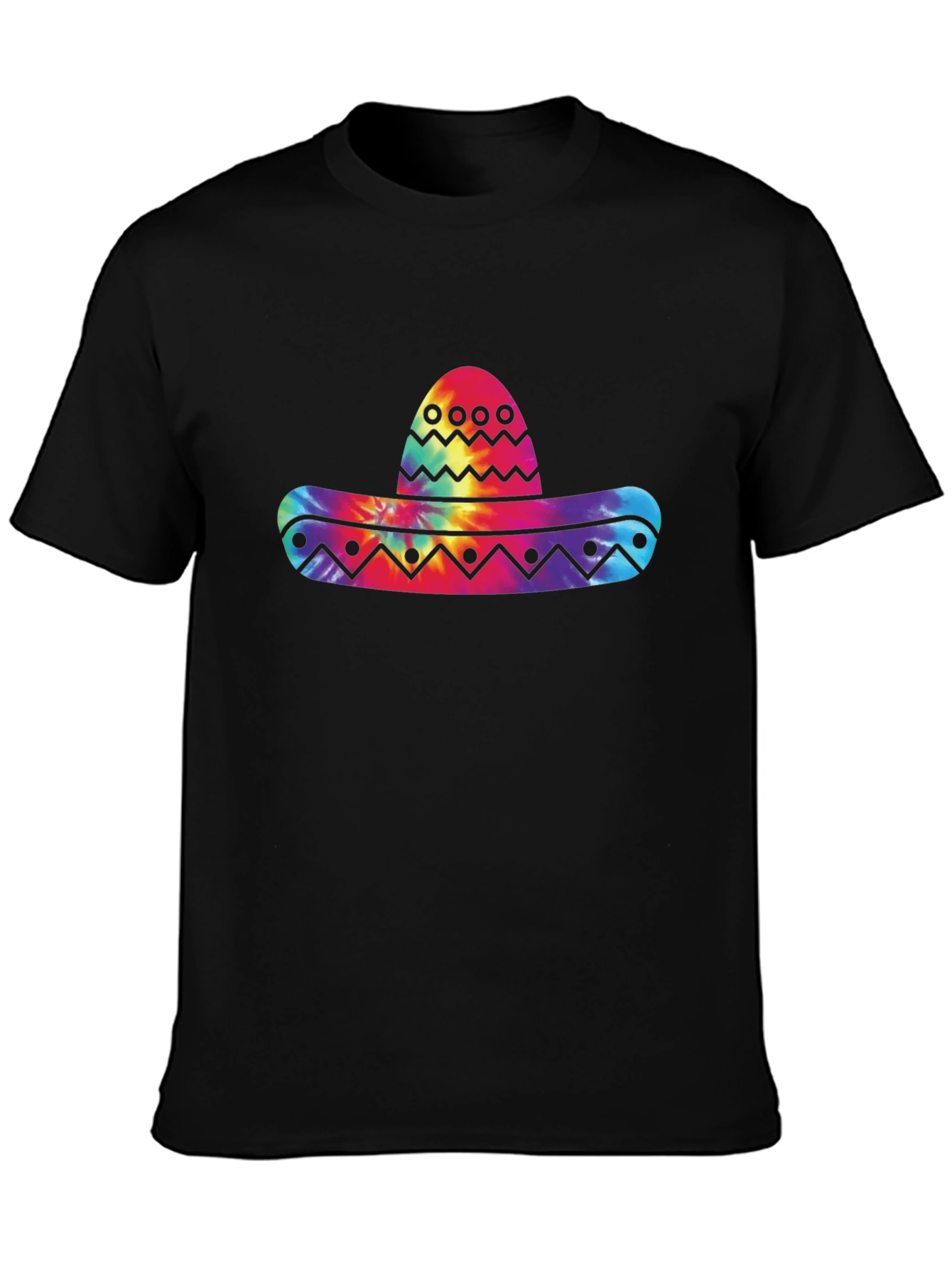 Tie Dye Sombrero Graphic Black T-Shirt