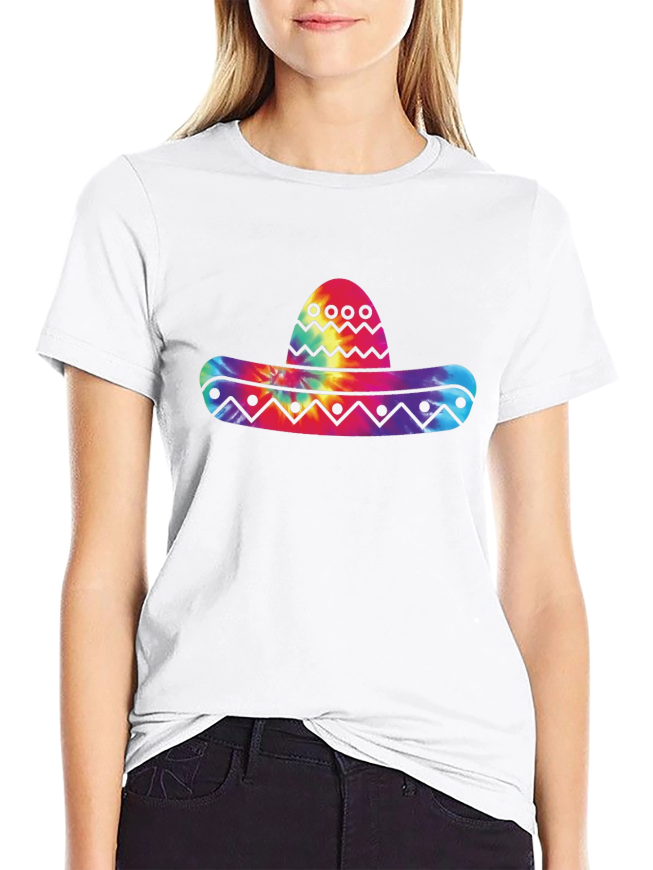 Tie Dye Sombrero Graphic Black T-Shirt