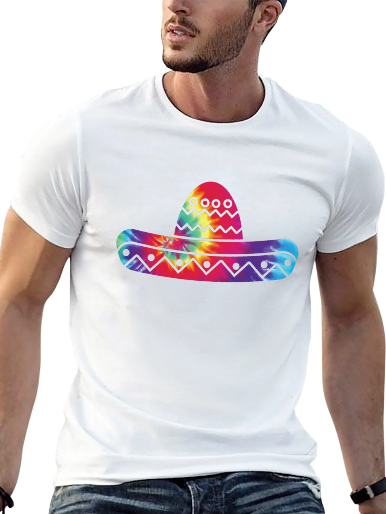 Tie Dye Sombrero Graphic Black T-Shirt