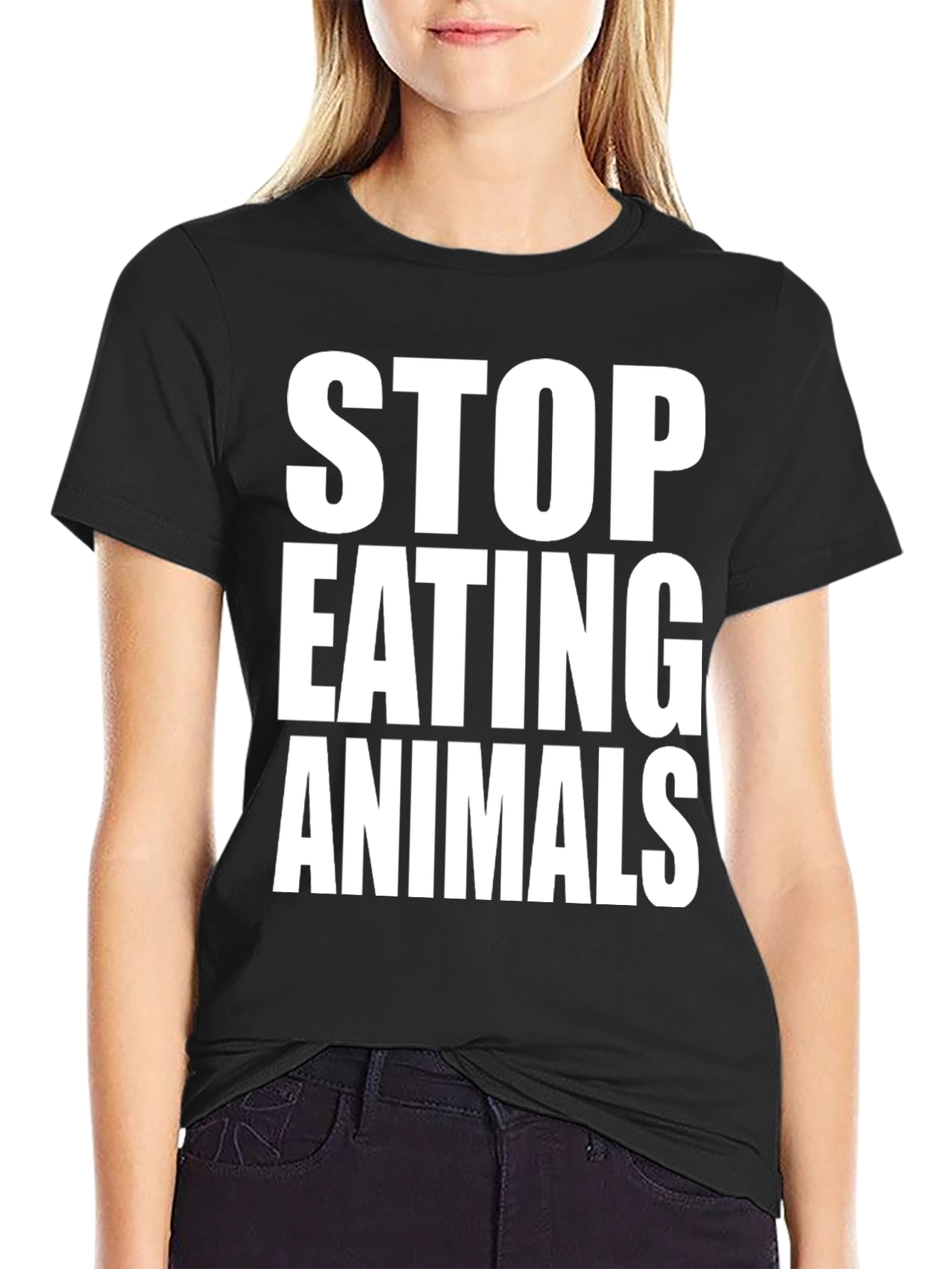 Vegan T-Shirt: Stop Eating Animals - Black